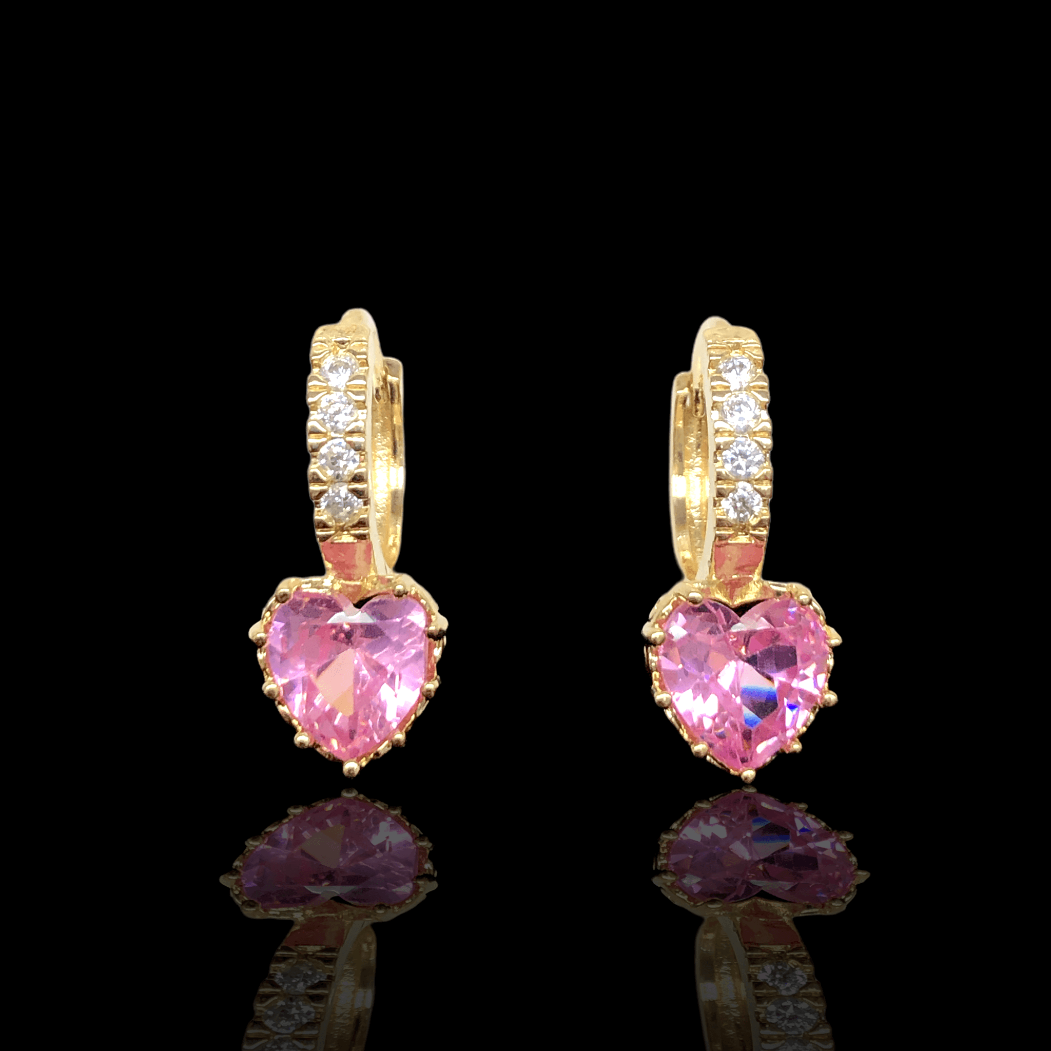 Gold Filled Oro Laminado Milano Heart Huggie Earrings