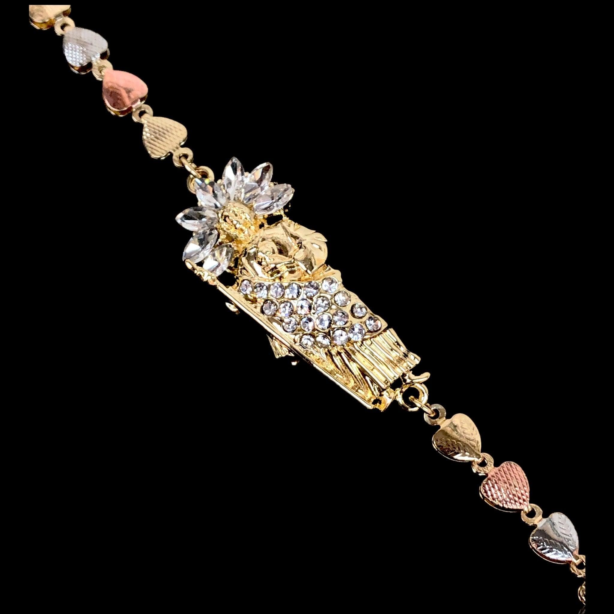 Gold Filled Oro Laminado Saint Jude San Judas CZ Heart Bracelet