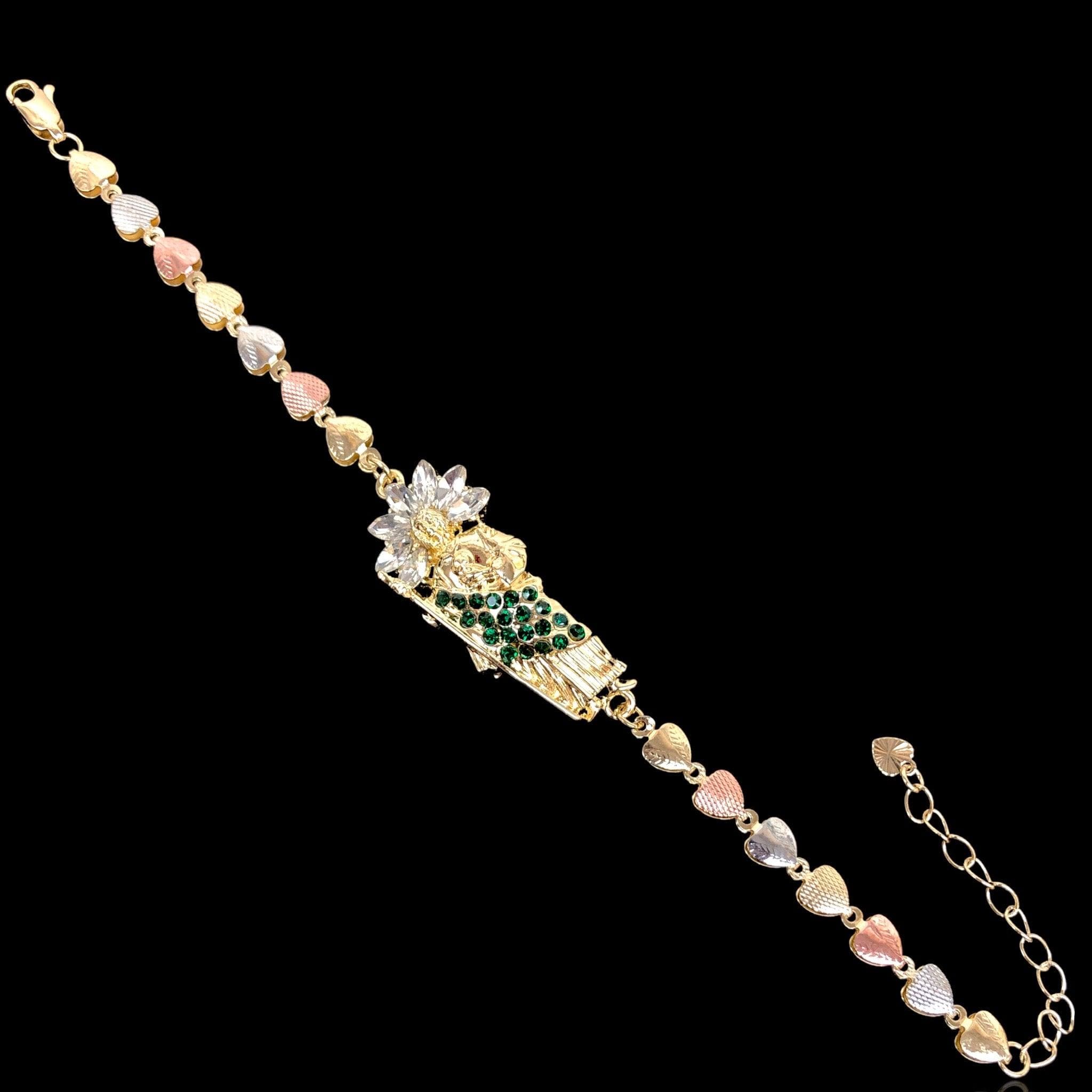 Gold Filled Oro Laminado Saint Jude San Judas CZ Heart Bracelet