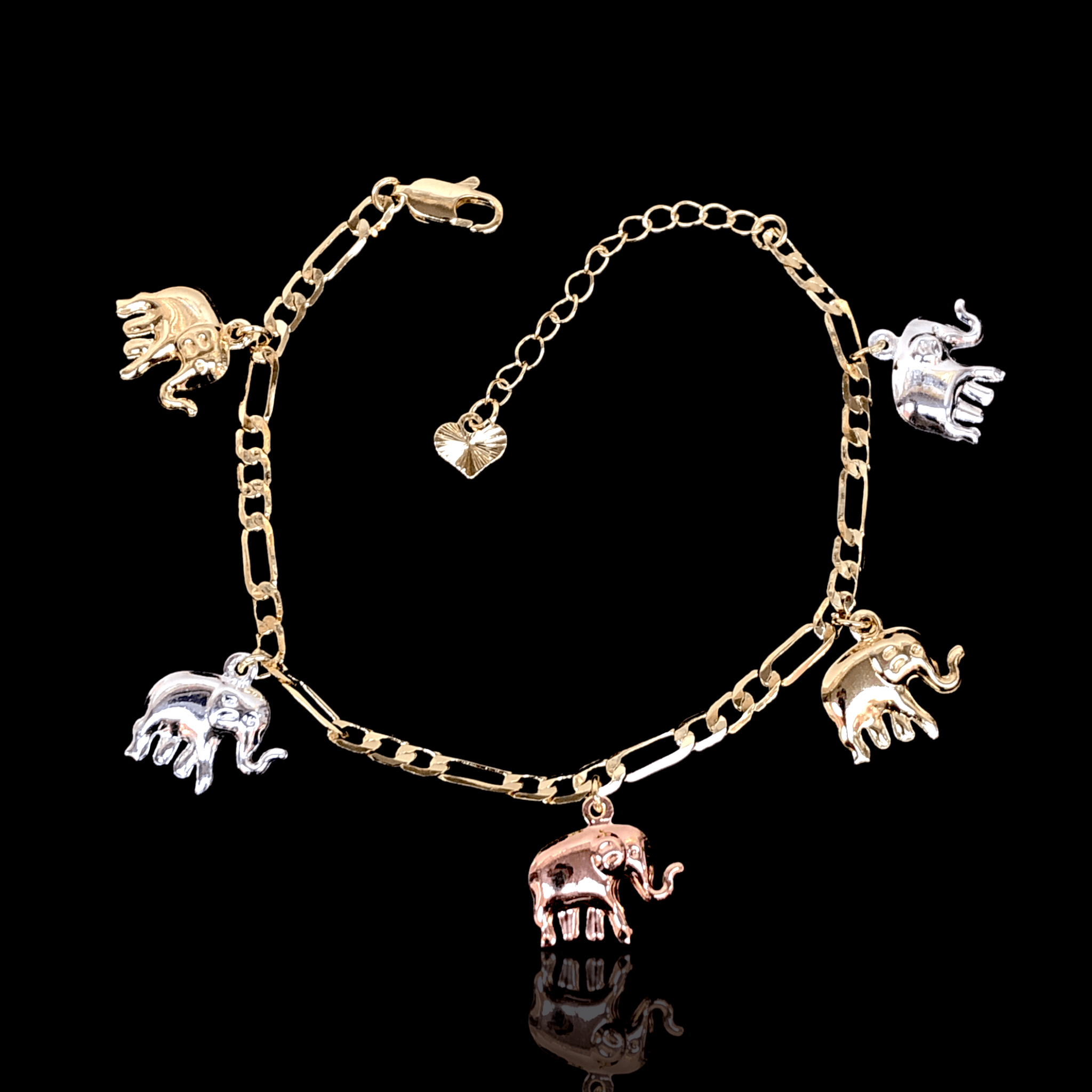 Gold Filled Oro Laminado Tricolor Charm Bracelets (Pack of 6)