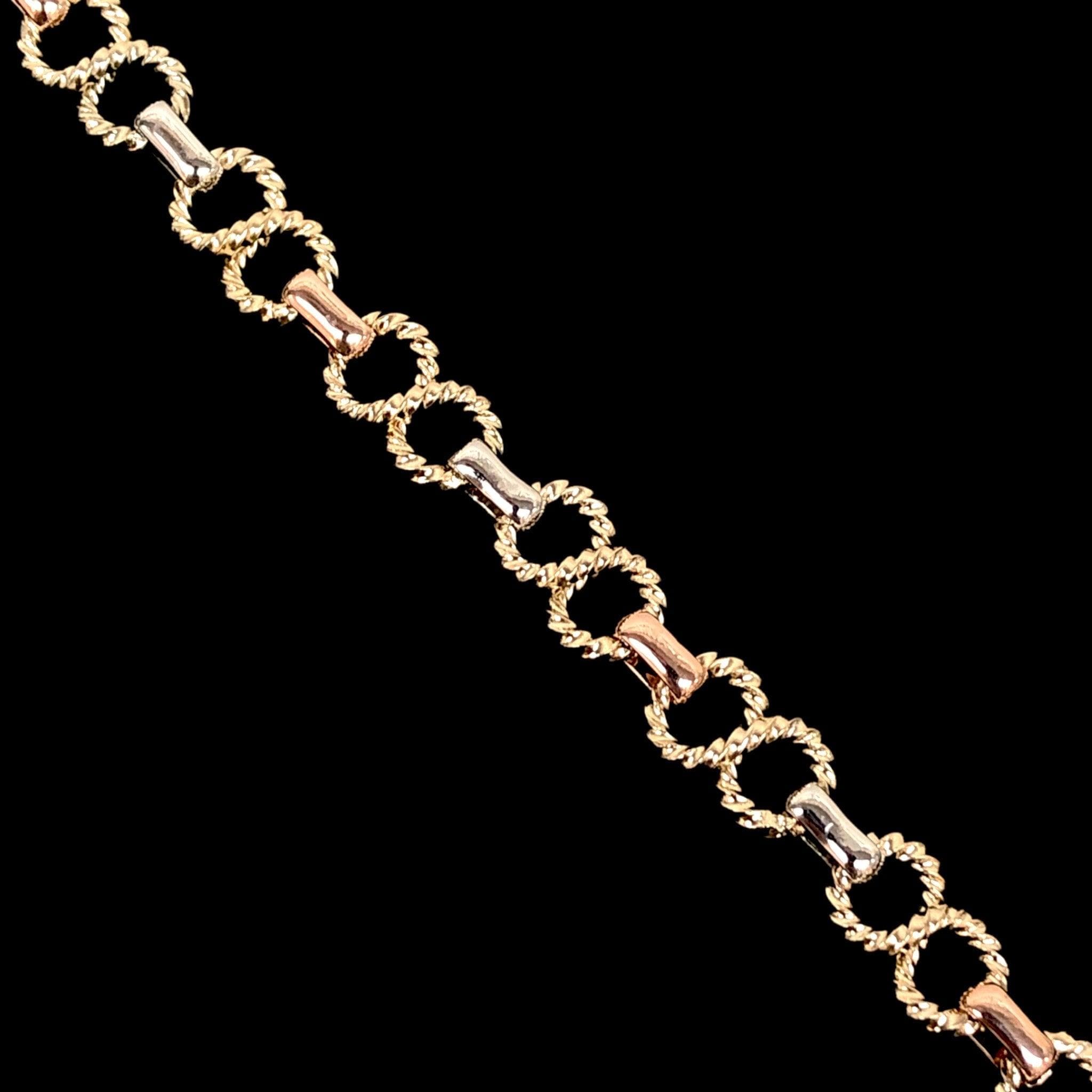 Gold Filled Oro Laminado Tricolor French Bohemian Bracelet 6