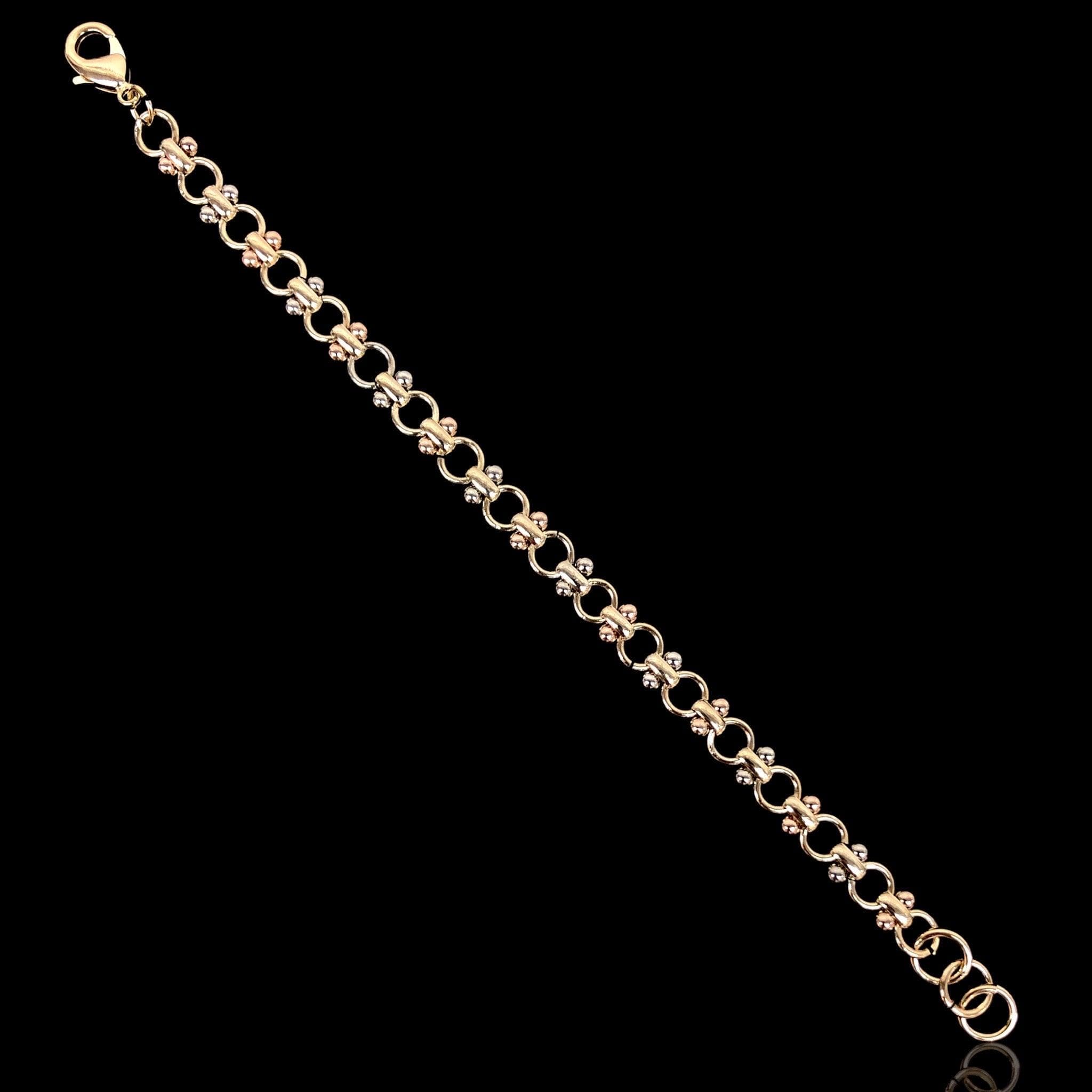 Gold Filled Oro Laminado Tricolor French Bohemian Bracelet 9