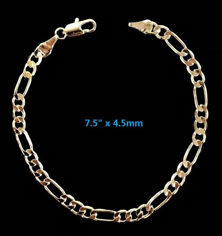 Oro Laminado Gold Filled 4.5mm Figaro Bracelet (PACK OF 6)