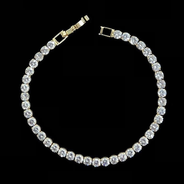 Oro Laminado Gold Filled 4mm Round Zirconia Tennis Bracelet