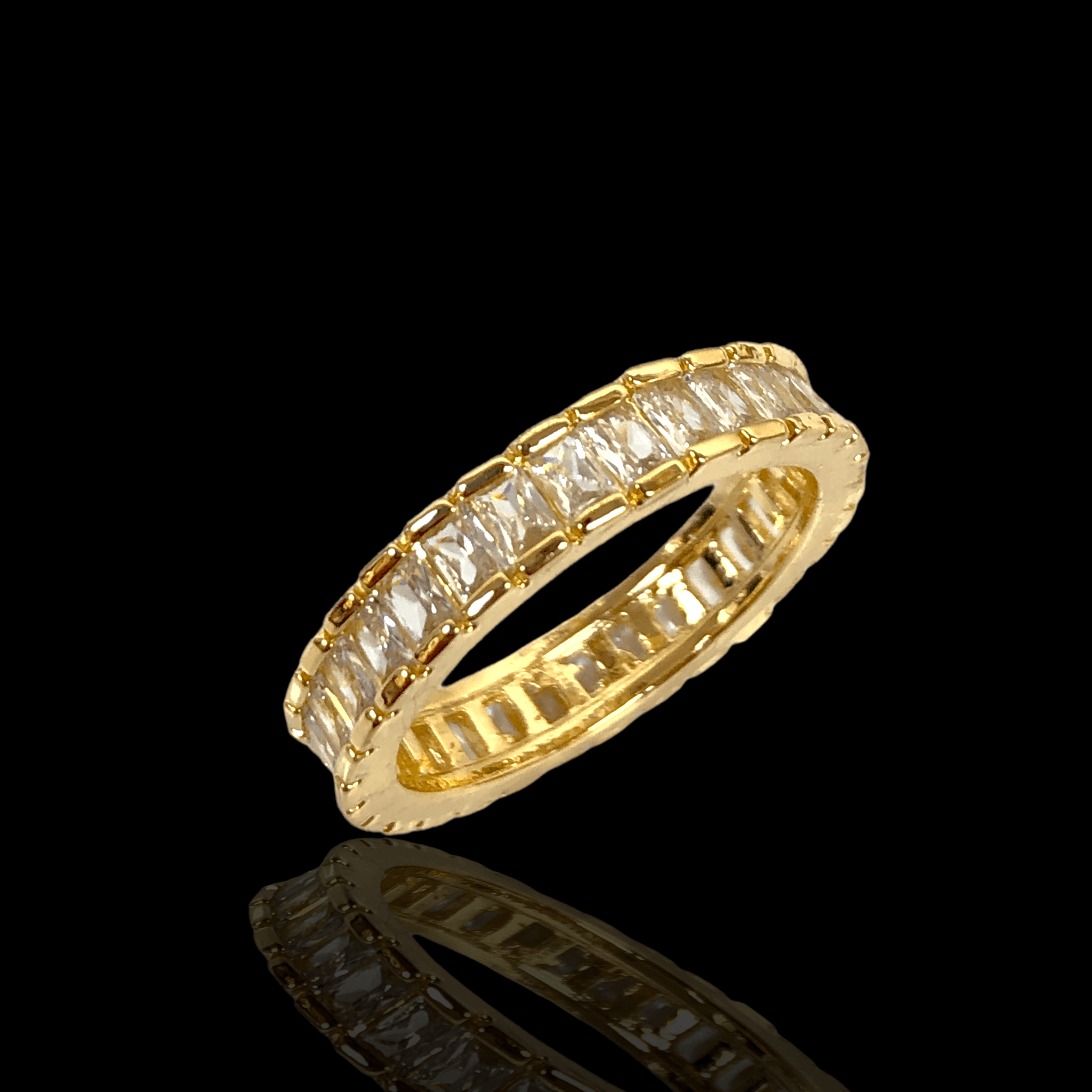 Oro Laminado Gold Filled 4mm Square CZ Eternity Band
