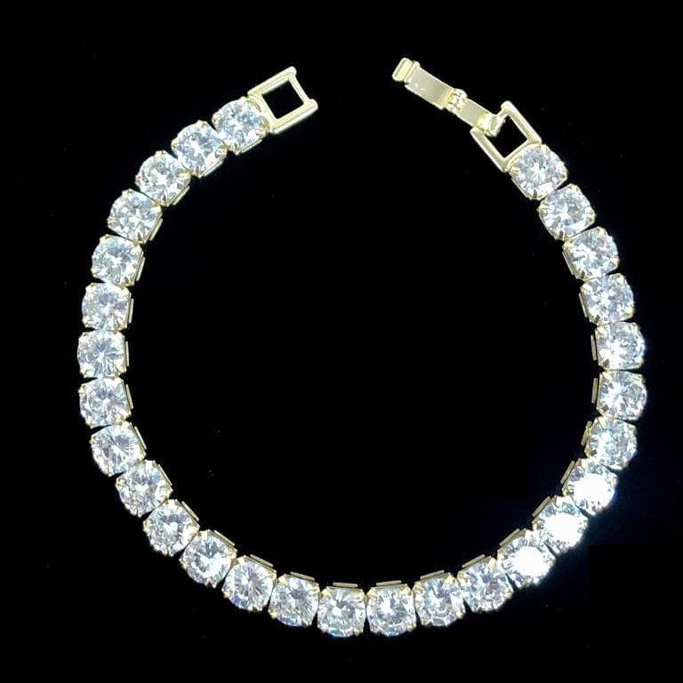 Oro Laminado Gold Filled 6mm Round Zirconia Tennis Bracelet