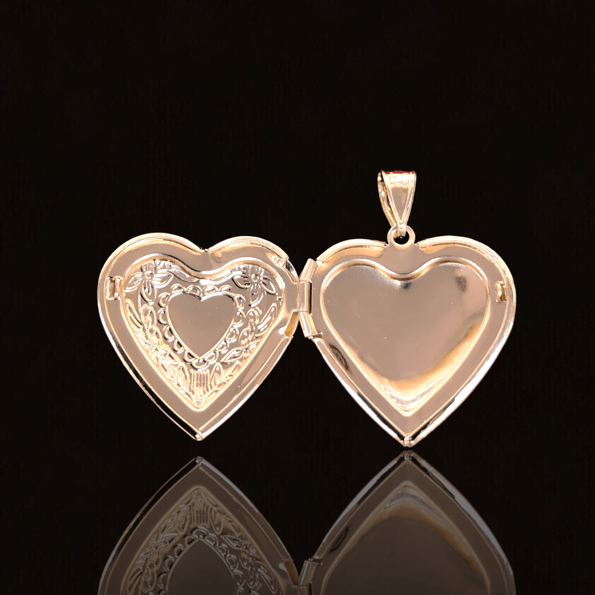 Oro Laminado Gold Filled Angelic Heart Locket Pendant