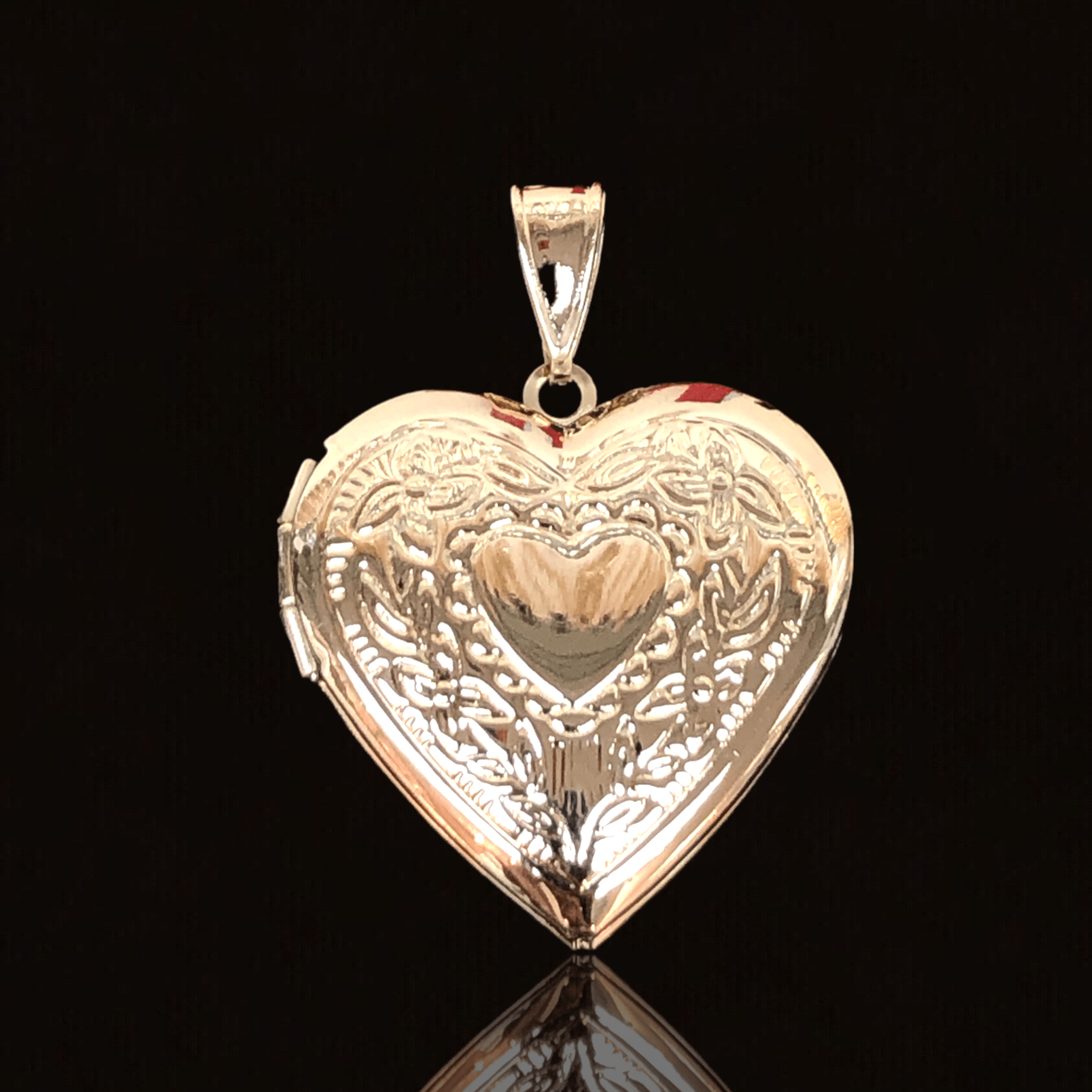Oro Laminado Gold Filled Angelic Heart Locket Pendant