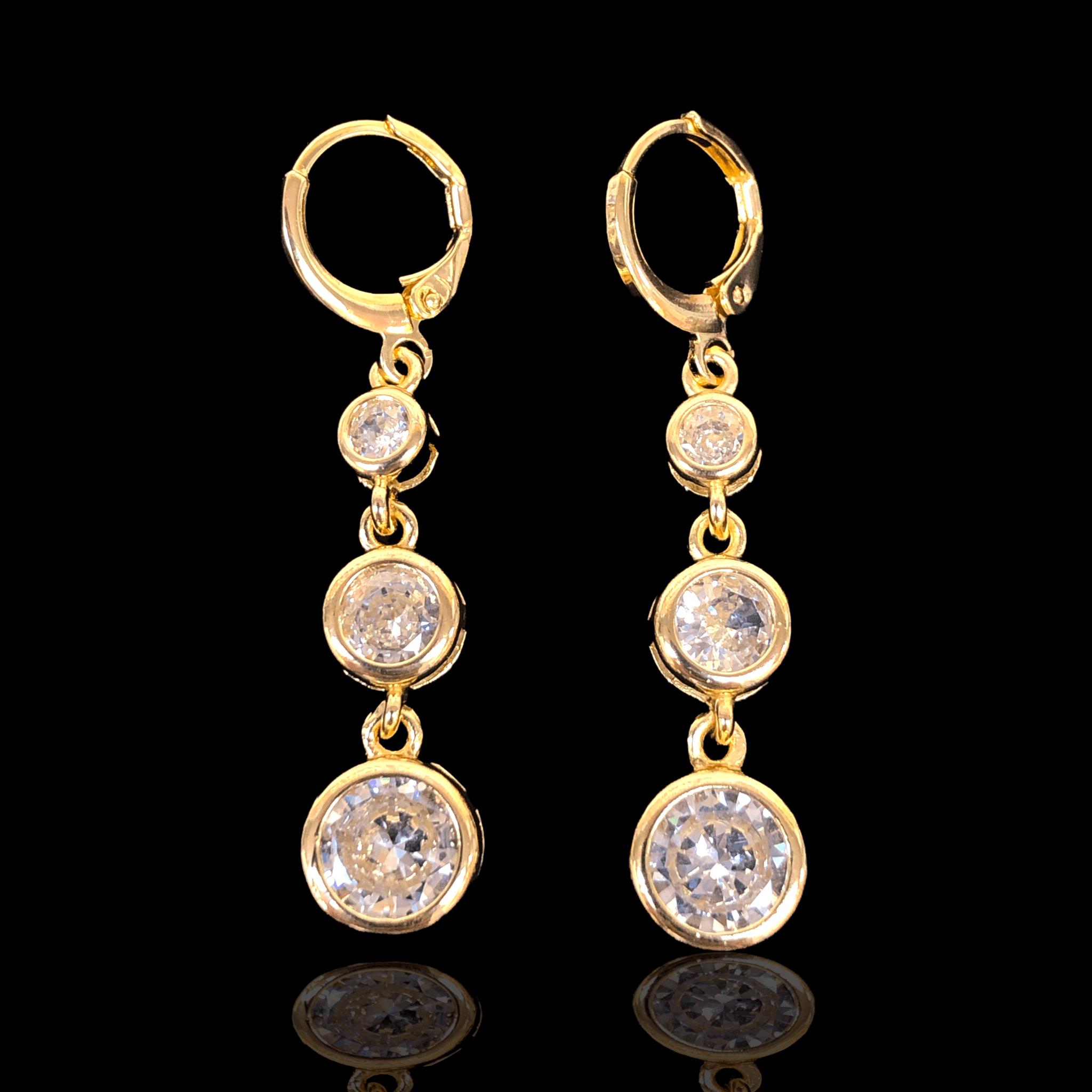 Oro Laminado Gold Filled Austrian Zirconia Dangle Earrings