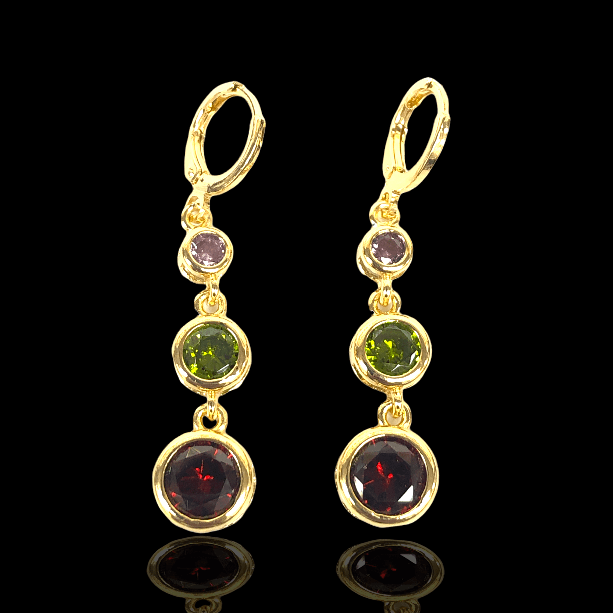 Oro Laminado Gold Filled Austrian Zirconia Dangle Earrings