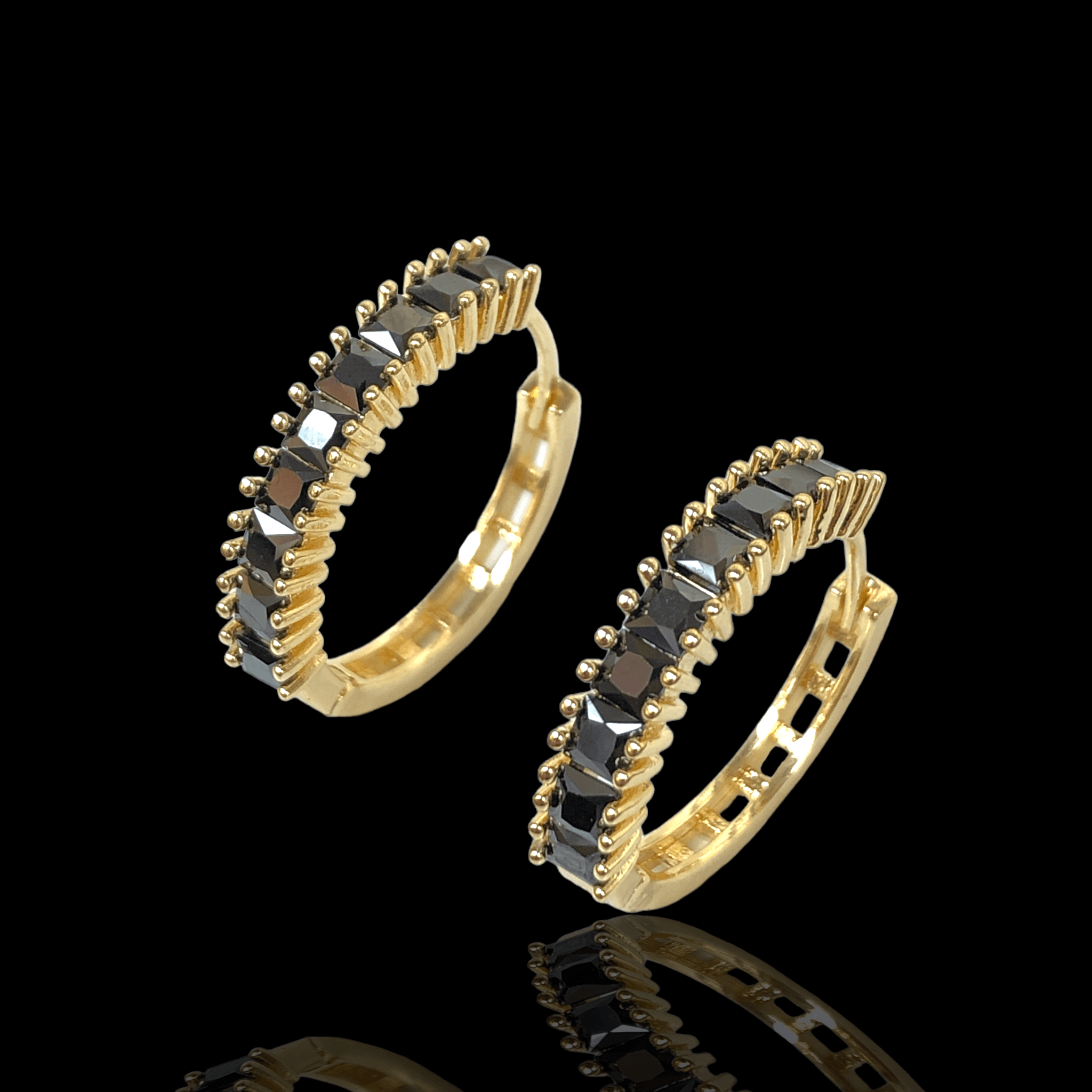 Oro Laminado Gold Filled Baguette Zirconia Hoop Earrings
