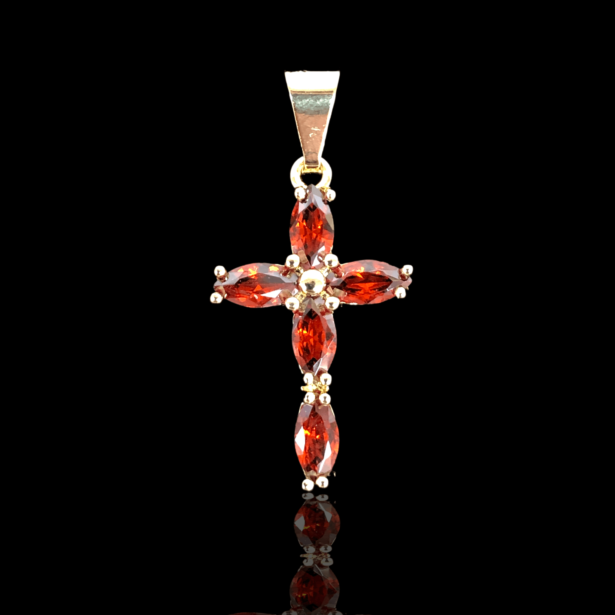 Oro Laminado Gold Filled Caviar Zirconia Cross Pendant