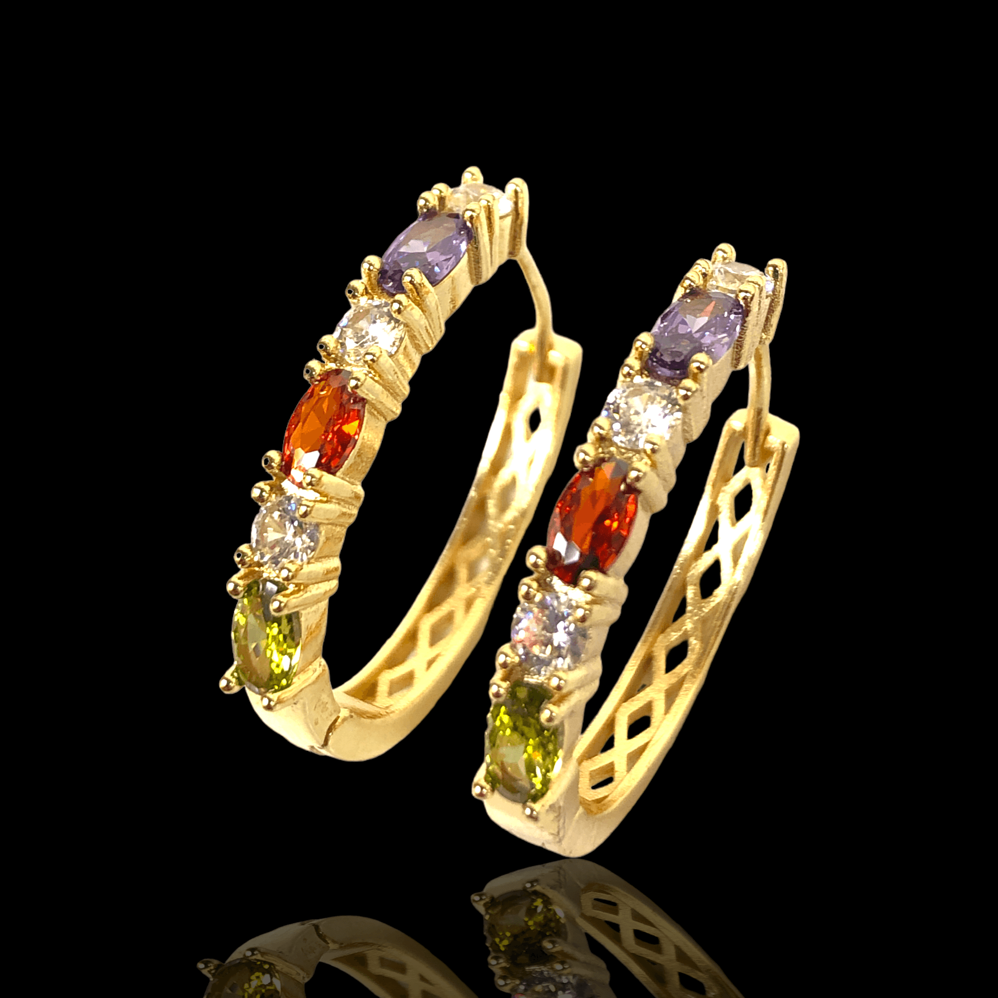 Oro Laminado Gold Filled Firenze Sparkle Gem Hoop Earrings