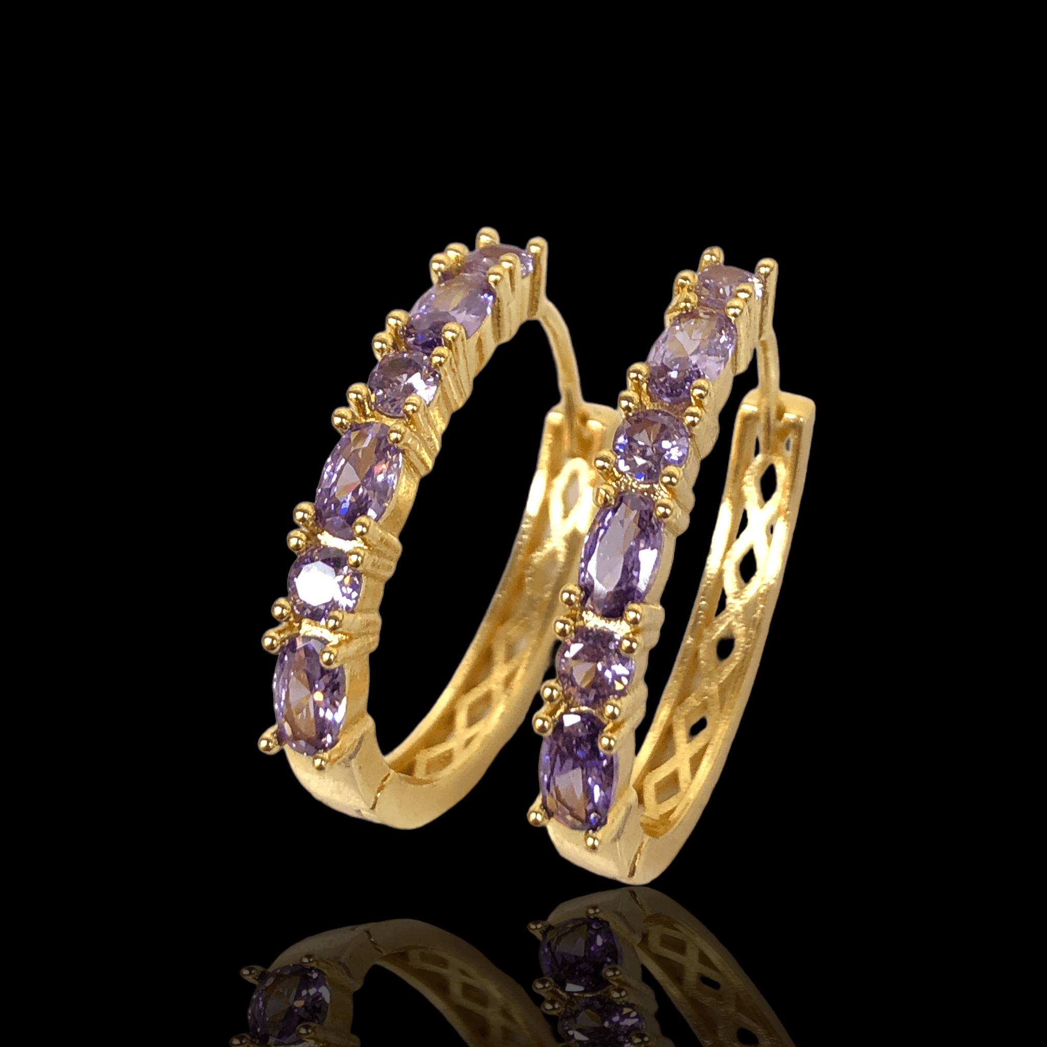 Oro Laminado Gold Filled Firenze Sparkle Gem Hoop Earrings