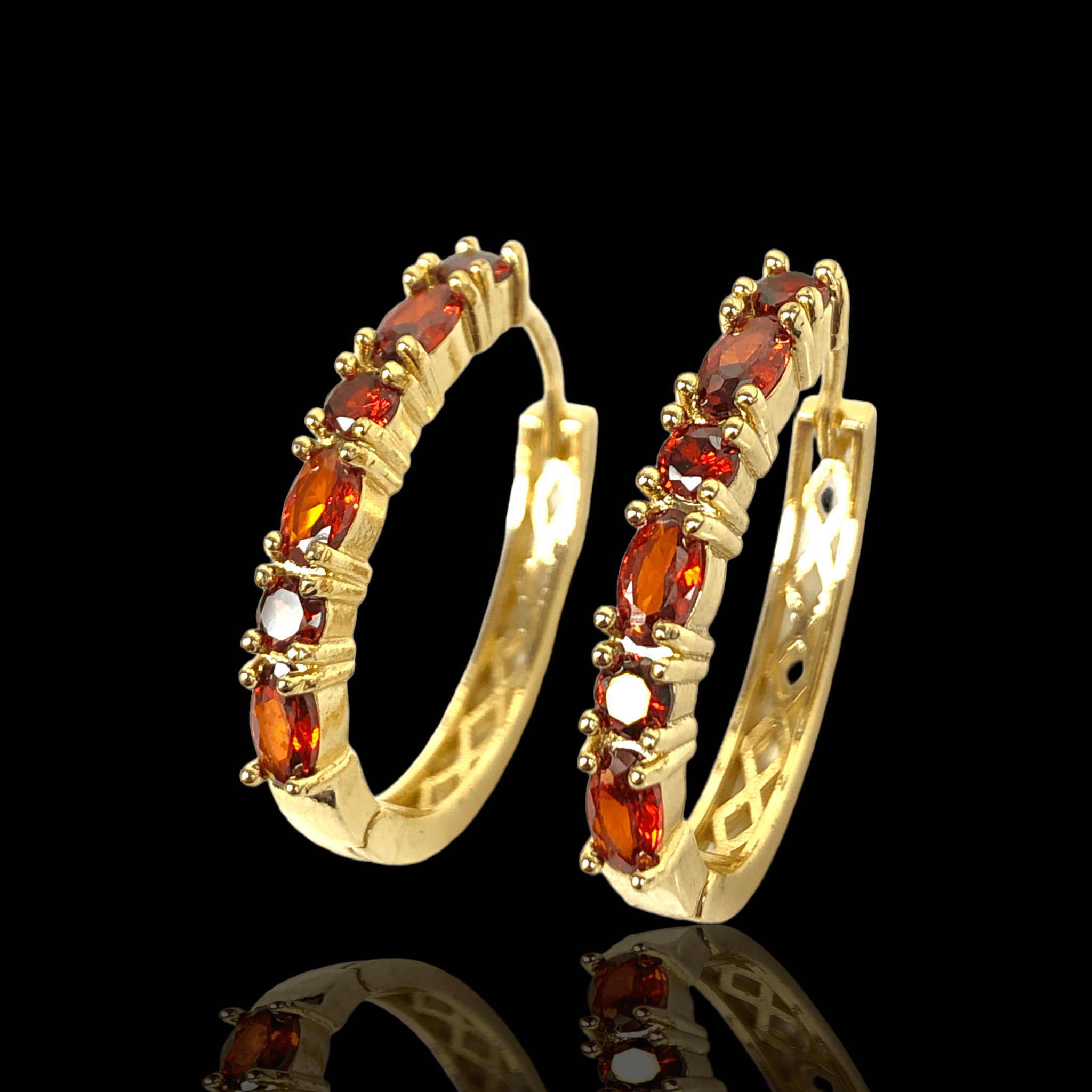 Oro Laminado Gold Filled Firenze Sparkle Gem Hoop Earrings