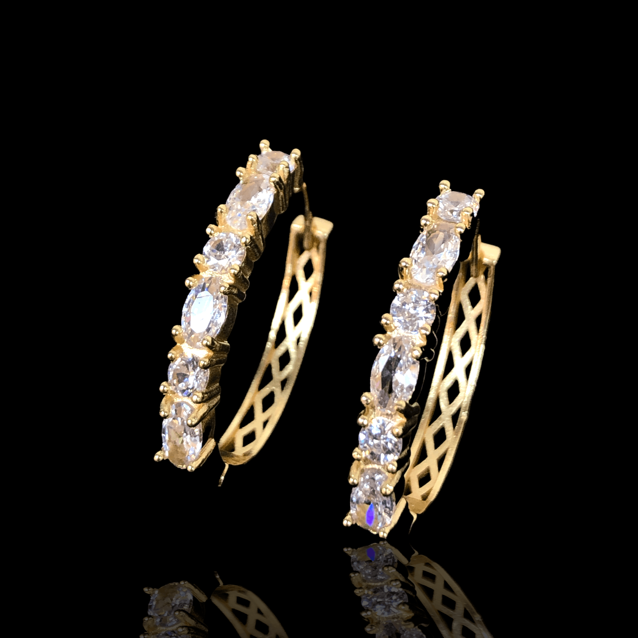 Oro Laminado Gold Filled Firenze Sparkle Gem Hoop Earrings