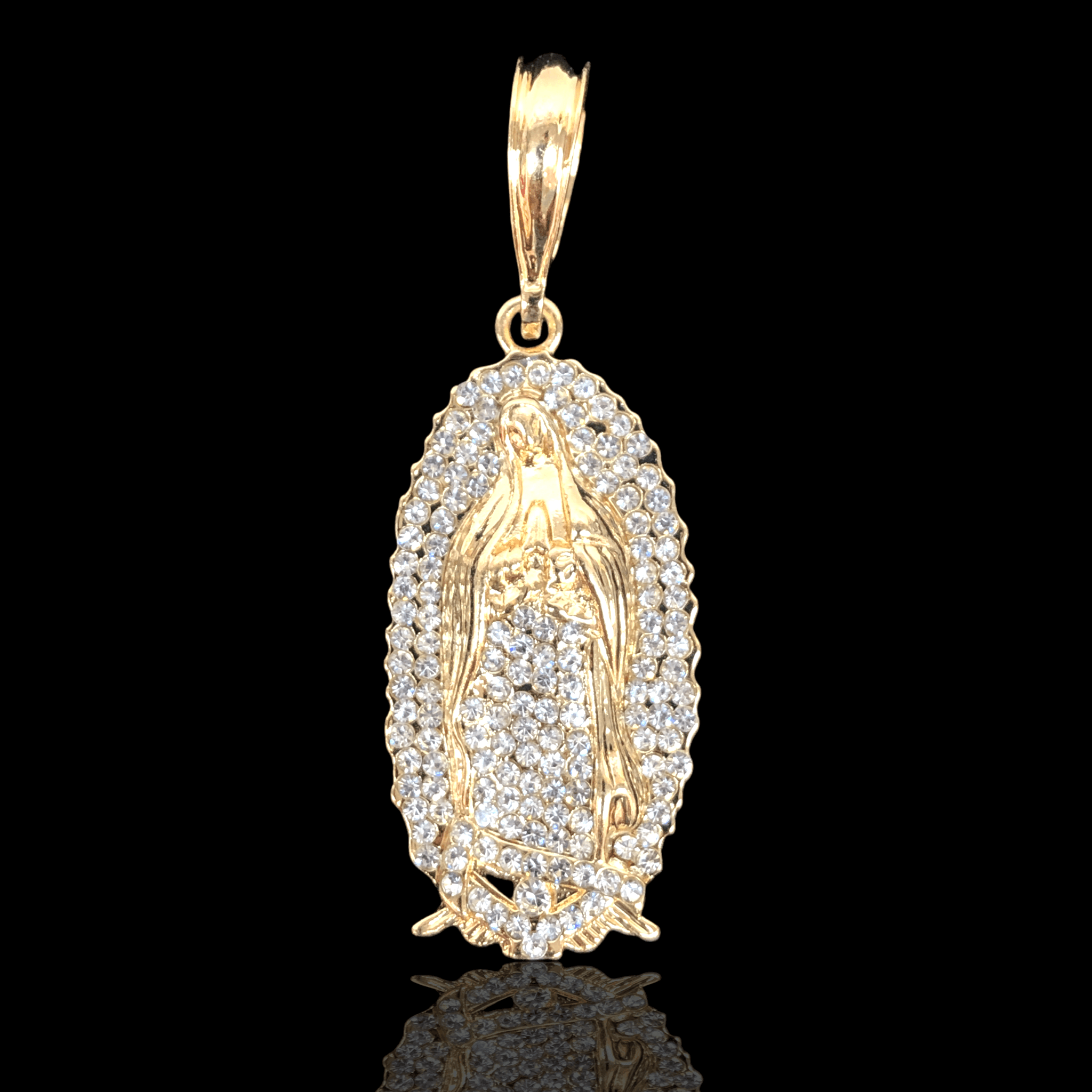 Oro Laminado Gold Filled Florentine Saint Guadalupe Pendant