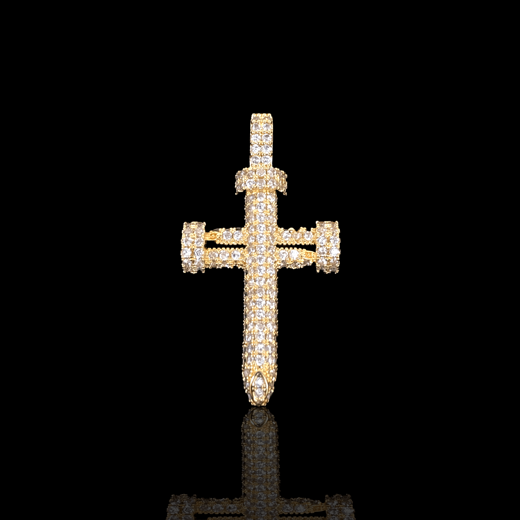 Oro Laminado Gold Filled Golden Nail Cross Pendant