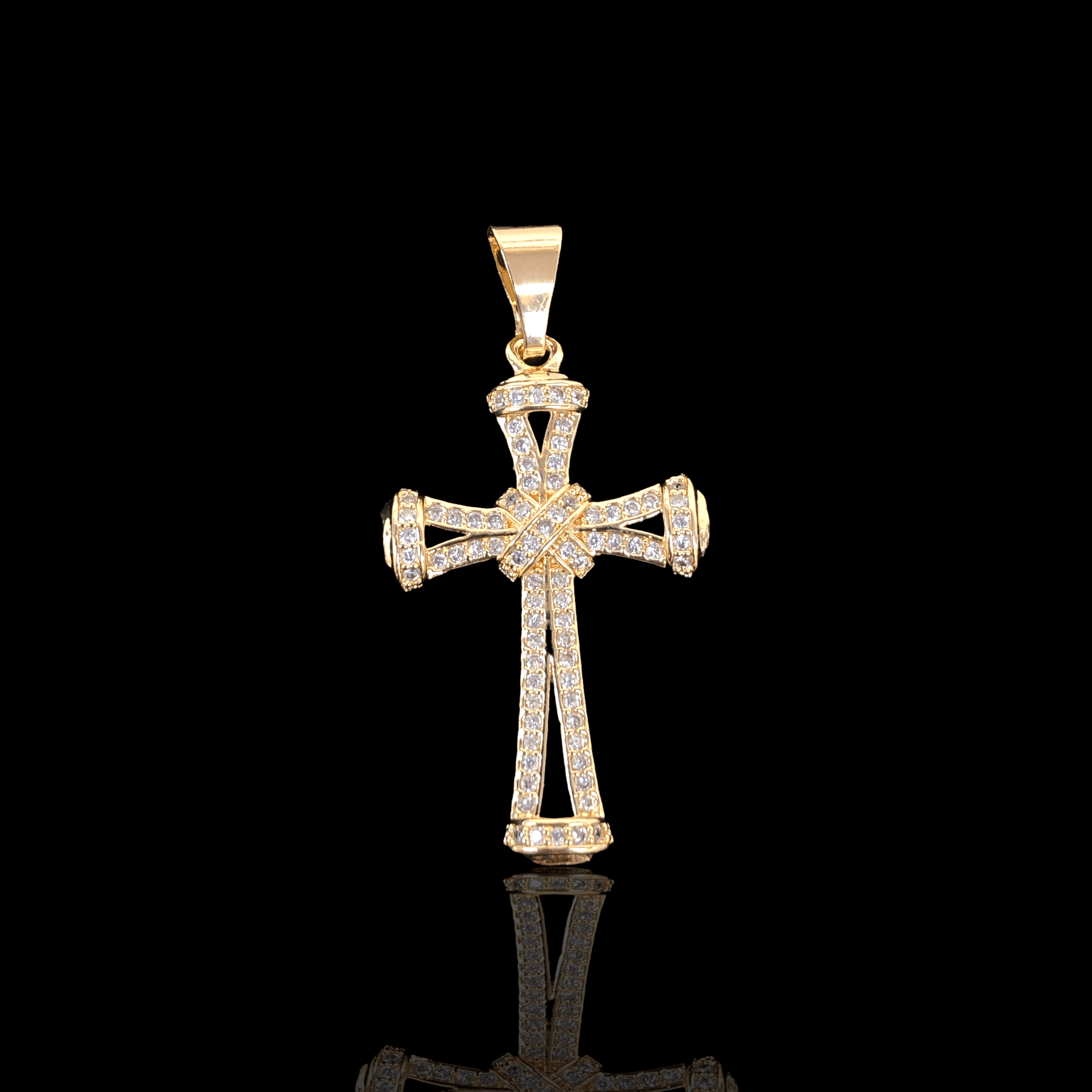 Oro Laminado Gold Filled Hebrew Filigree Cross Pendant