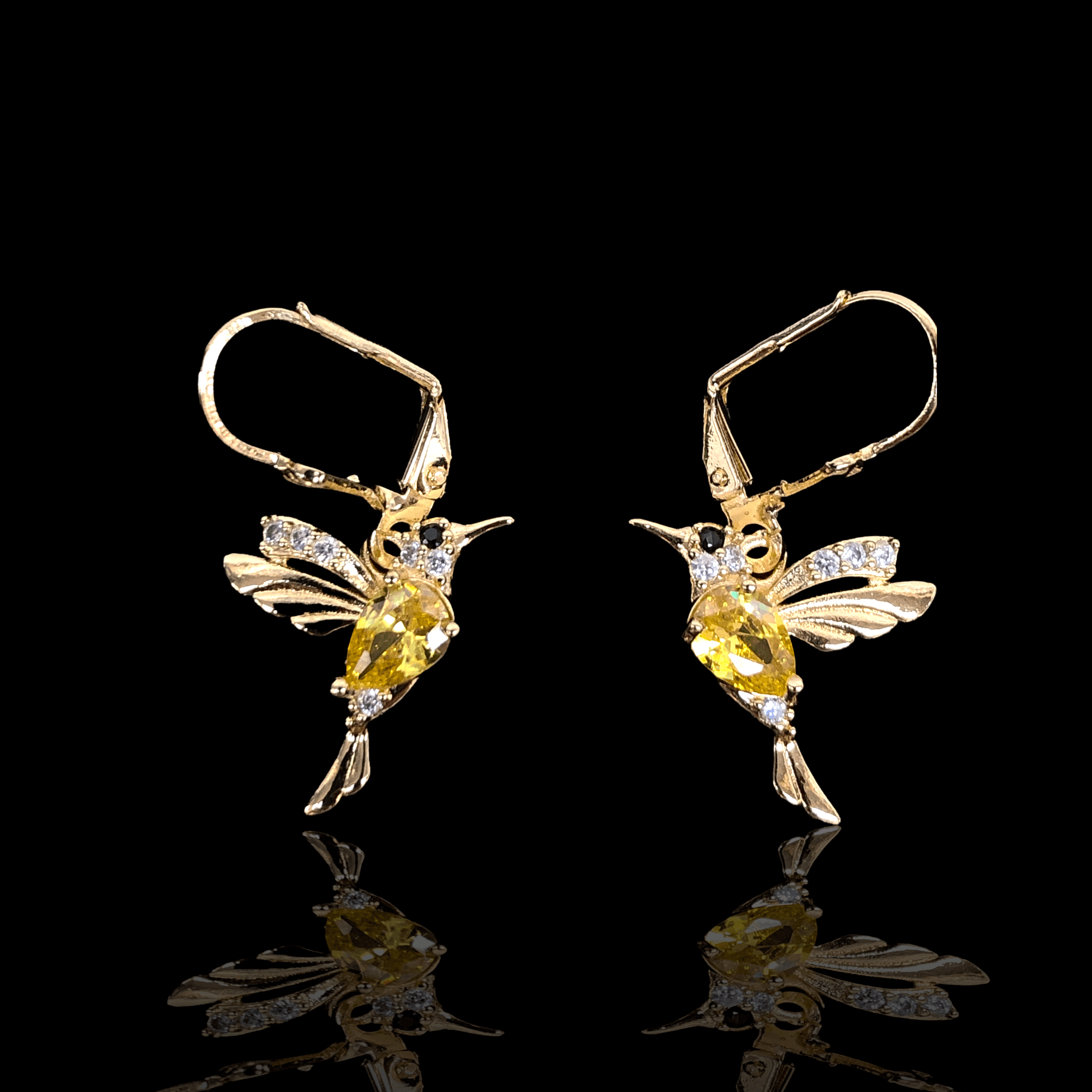 Oro Laminado Gold Filled Hummingbird Dangle Earrings