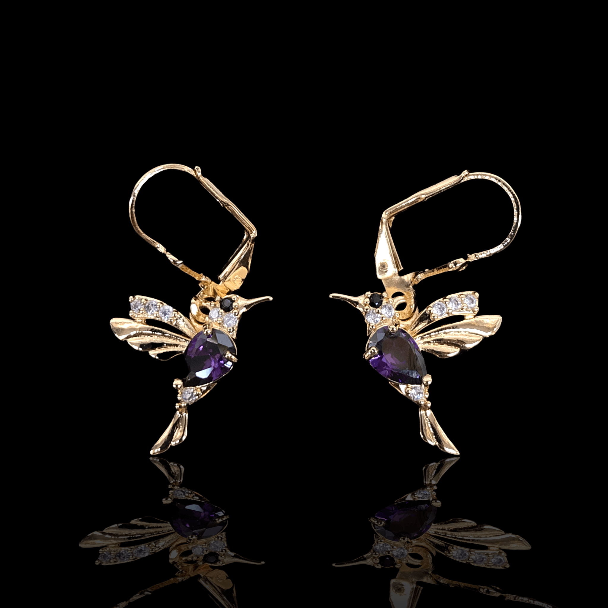 Oro Laminado Gold Filled Hummingbird Dangle Earrings