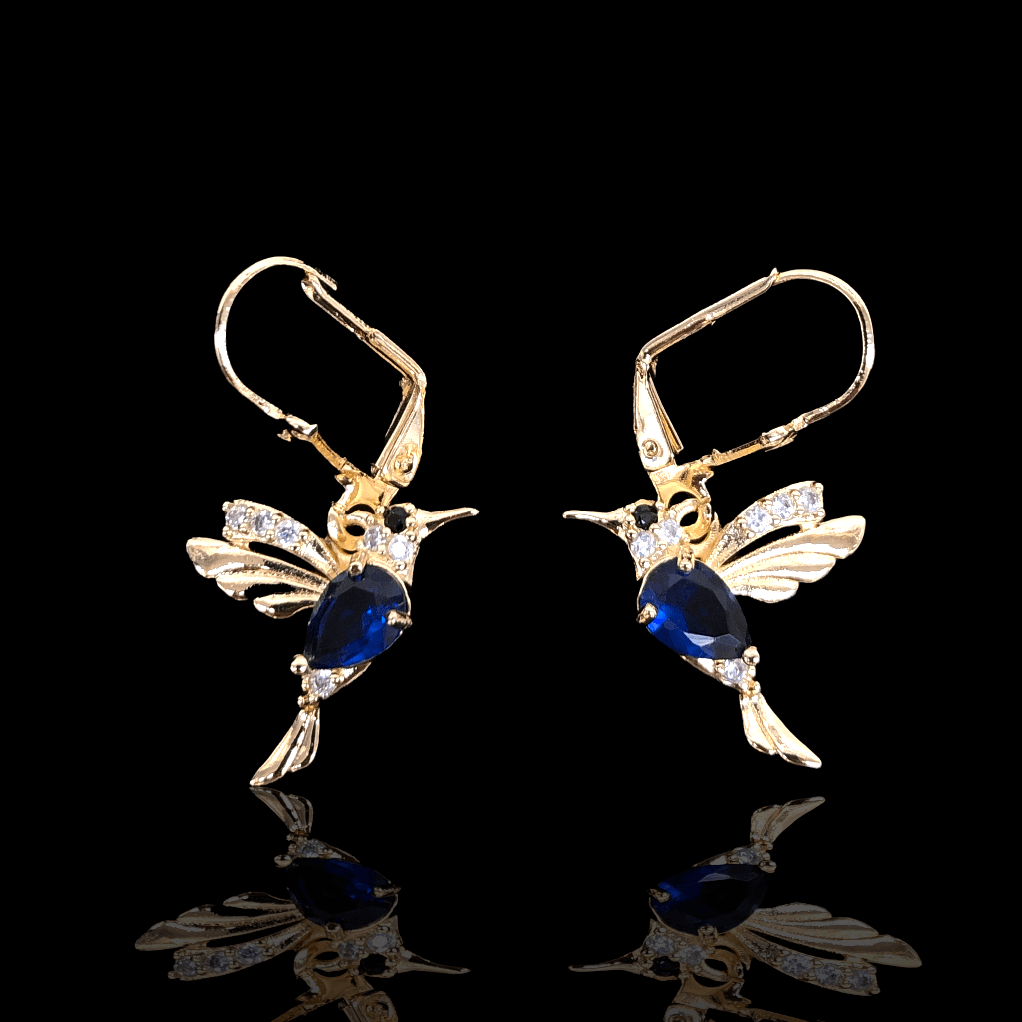 Oro Laminado Gold Filled Hummingbird Dangle Earrings
