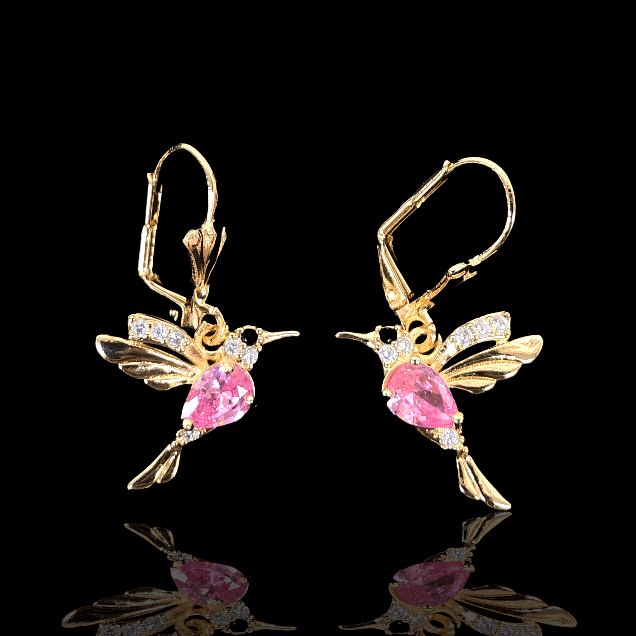 Oro Laminado Gold Filled Hummingbird Dangle Earrings