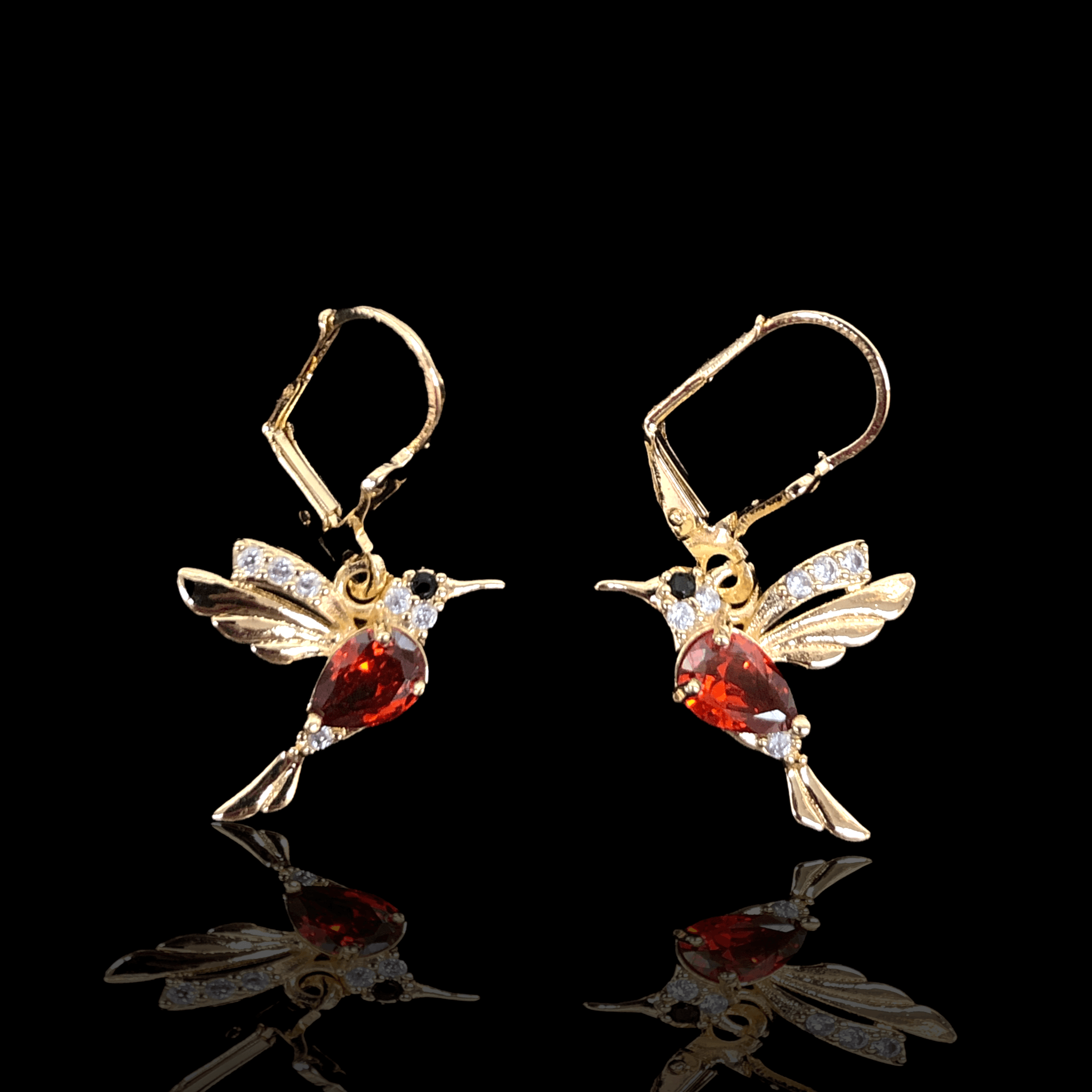Oro Laminado Gold Filled Hummingbird Dangle Earrings