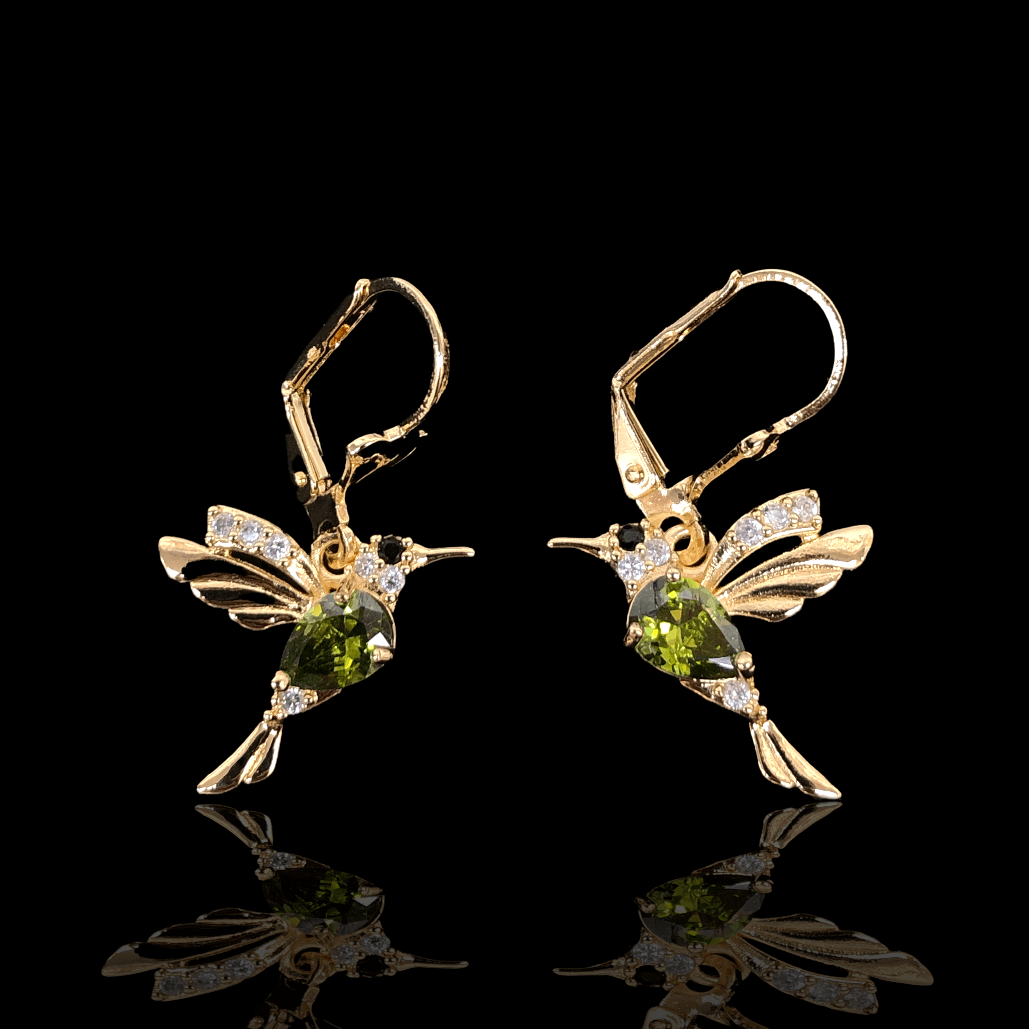 Oro Laminado Gold Filled Hummingbird Dangle Earrings