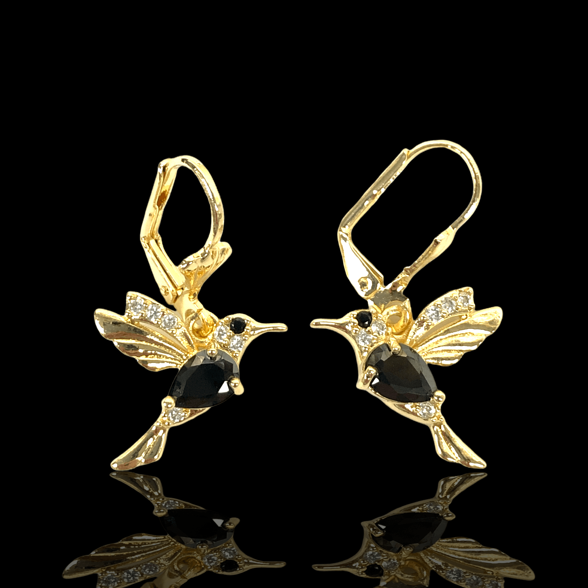 Oro Laminado Gold Filled Hummingbird Dangle Earrings