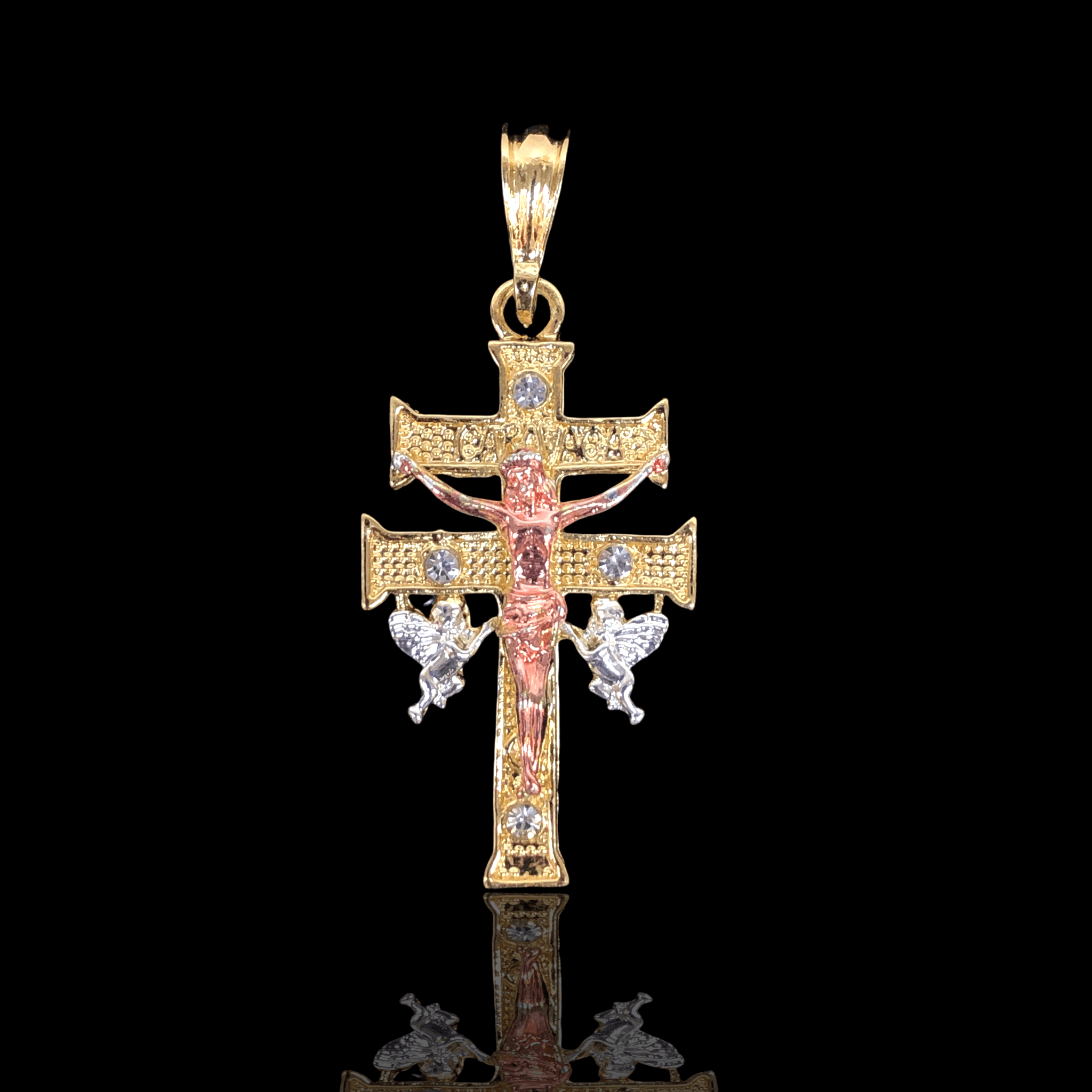Oro Laminado Gold Filled Italian Caravaca Cross Pendant