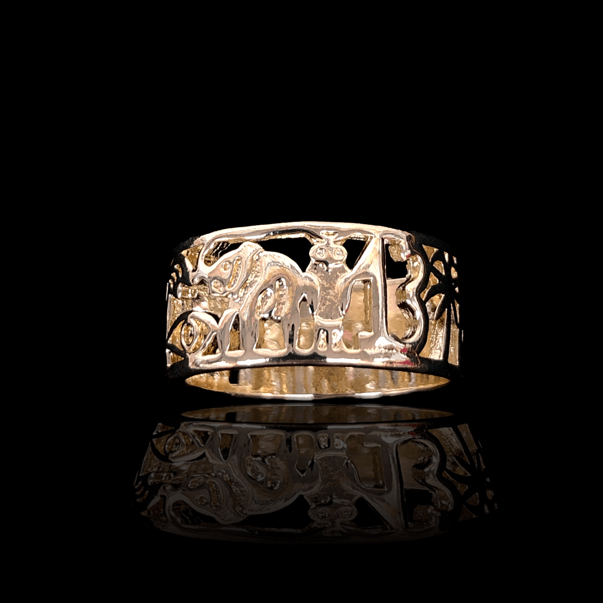Oro Laminado Gold Filled Lucky Powers Elephant Ring
