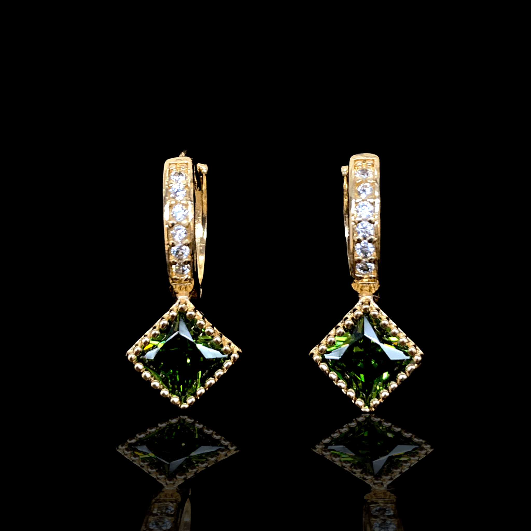 Oro Laminado Gold Filled Milano Square CZ Huggie Earrings