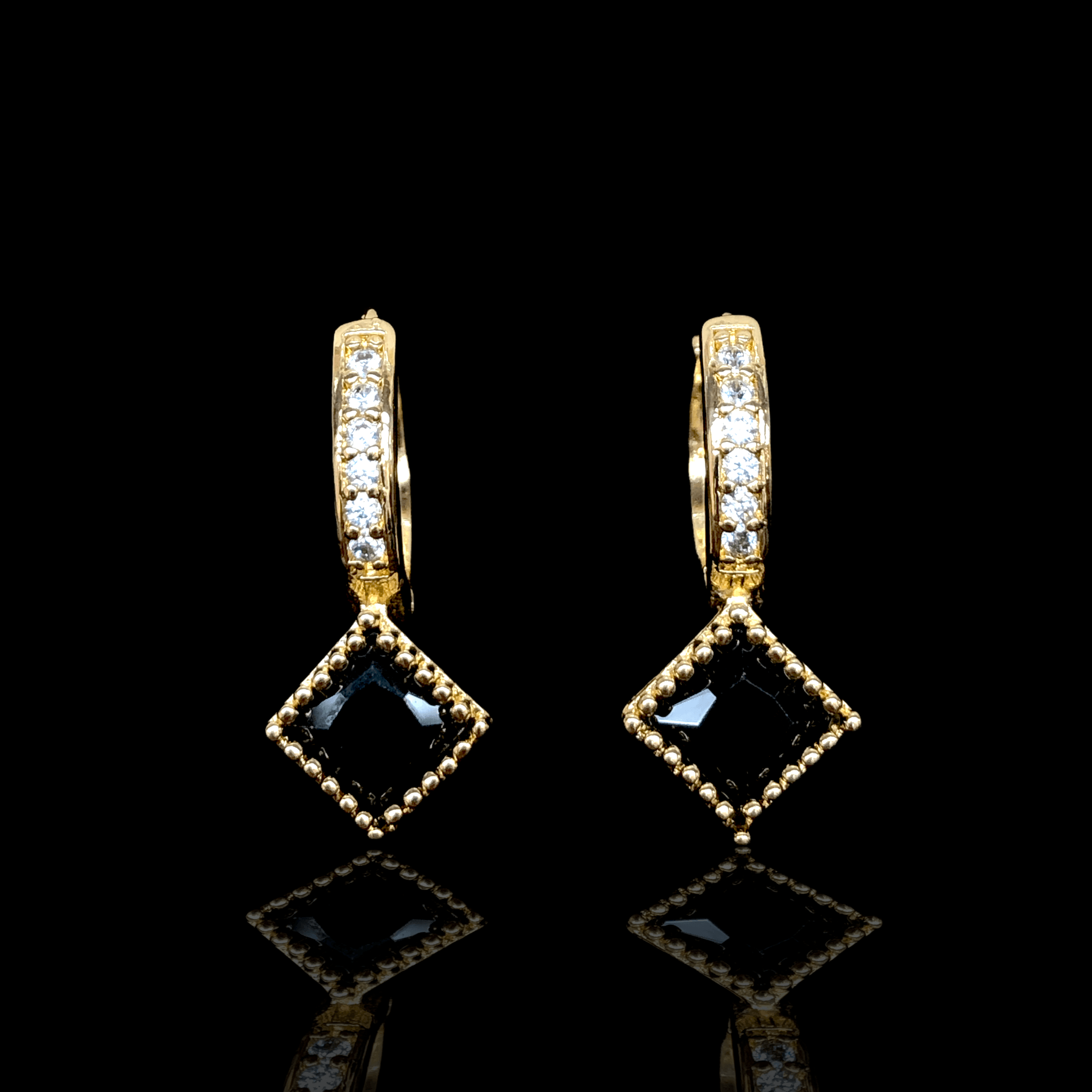 Oro Laminado Gold Filled Milano Square CZ Huggie Earrings