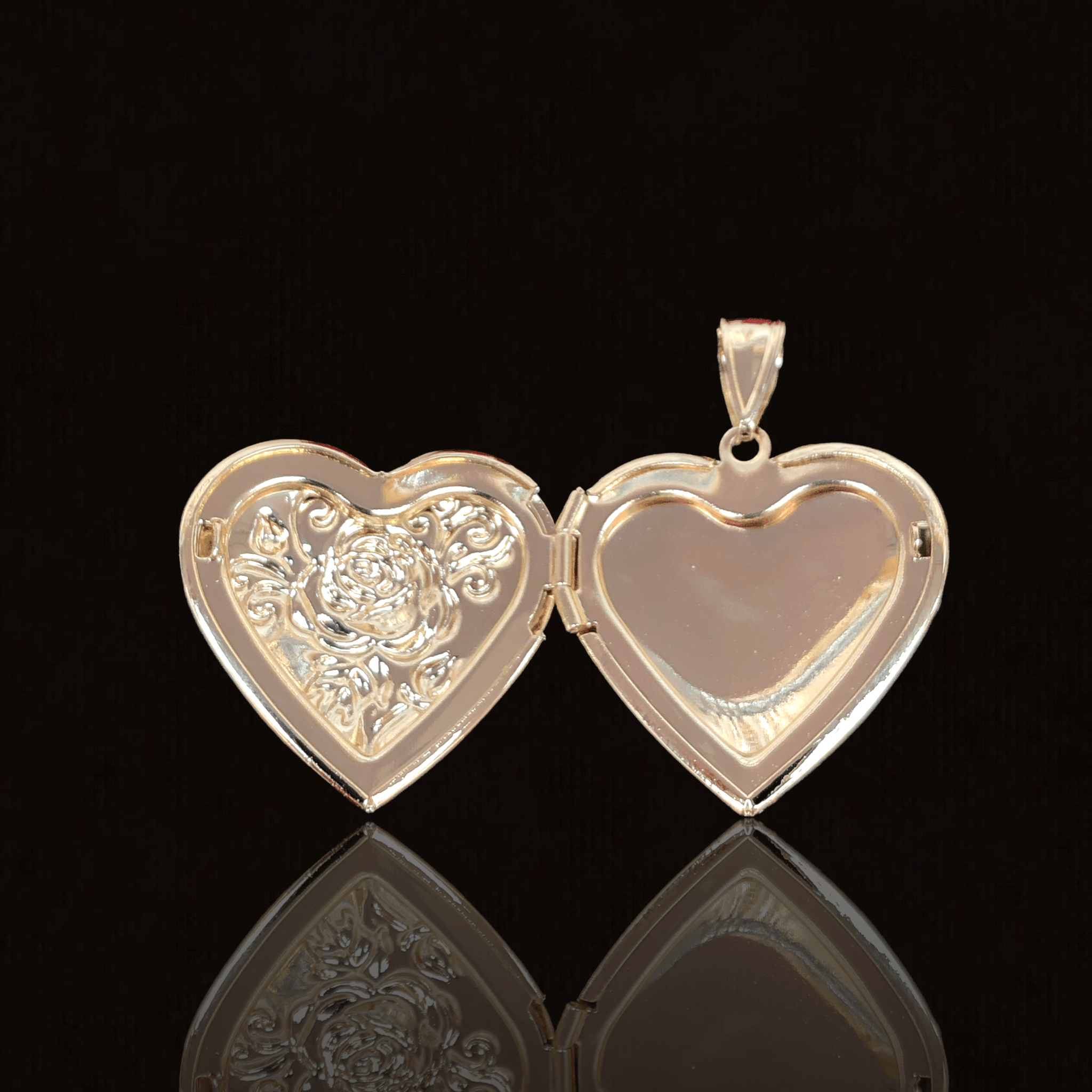 Oro Laminado Gold Filled Rose Heart Locket Pendant