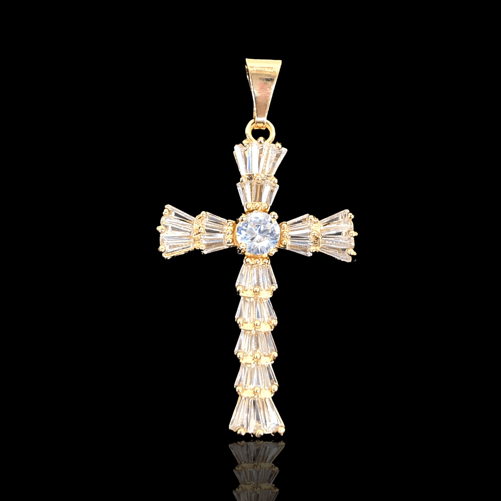 Oro Laminado Gold Filled Swedish Style CZ Cross Pendant