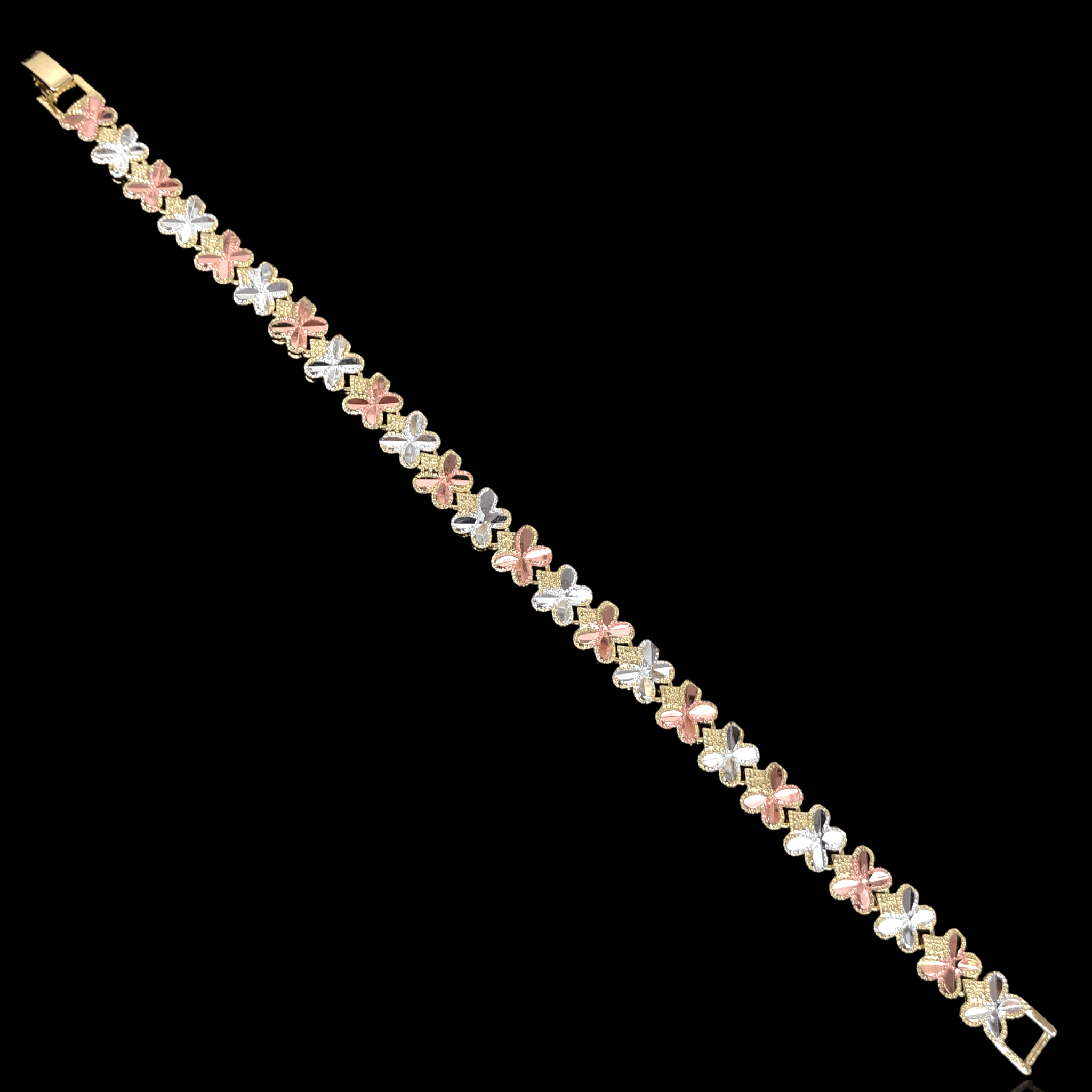 Oro Laminado Gold Filled Tricolor Parisian Edition Butterfly Bracelet