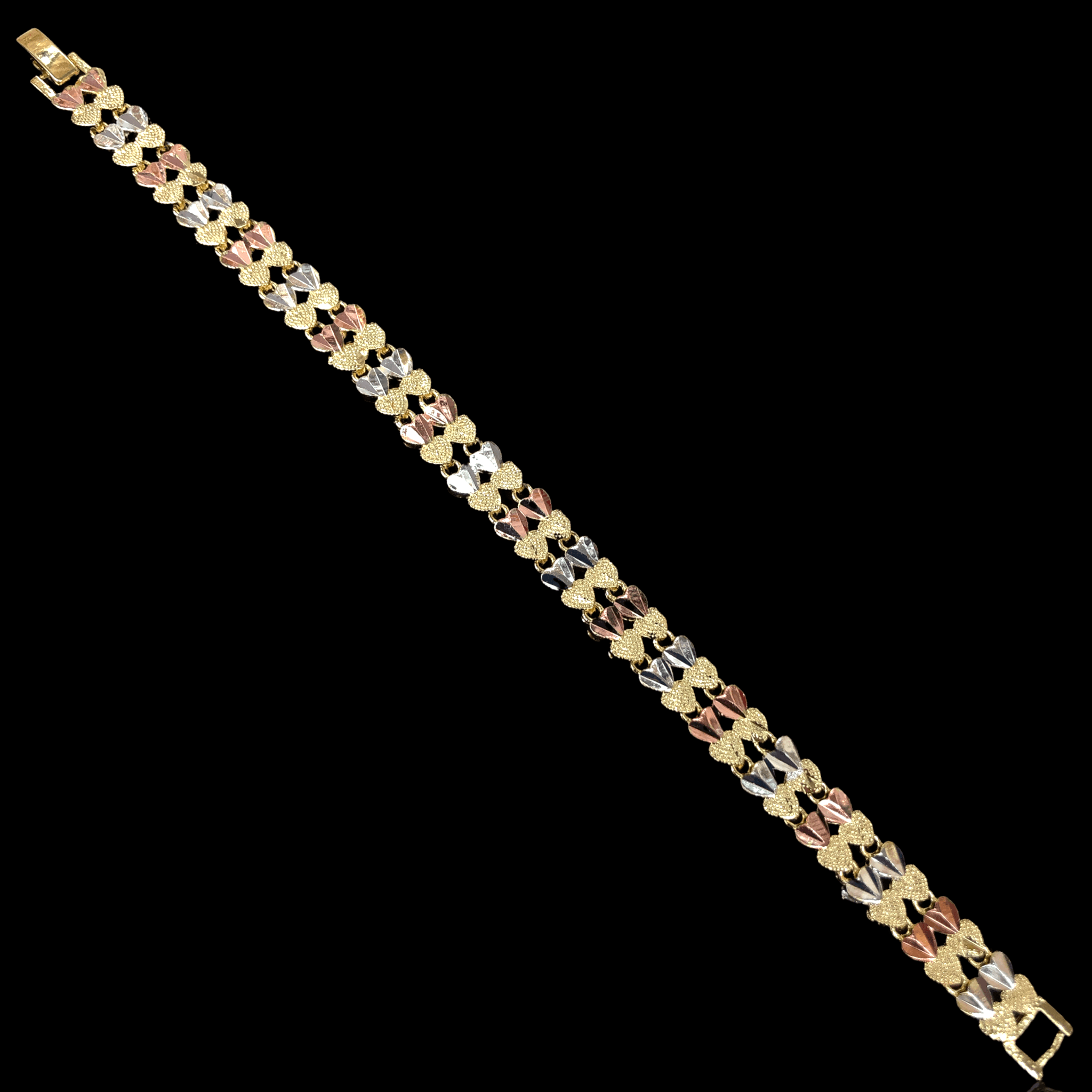 Oro Laminado Gold Filled Tricolor Parisian Edition Eternal Heart Bracelet