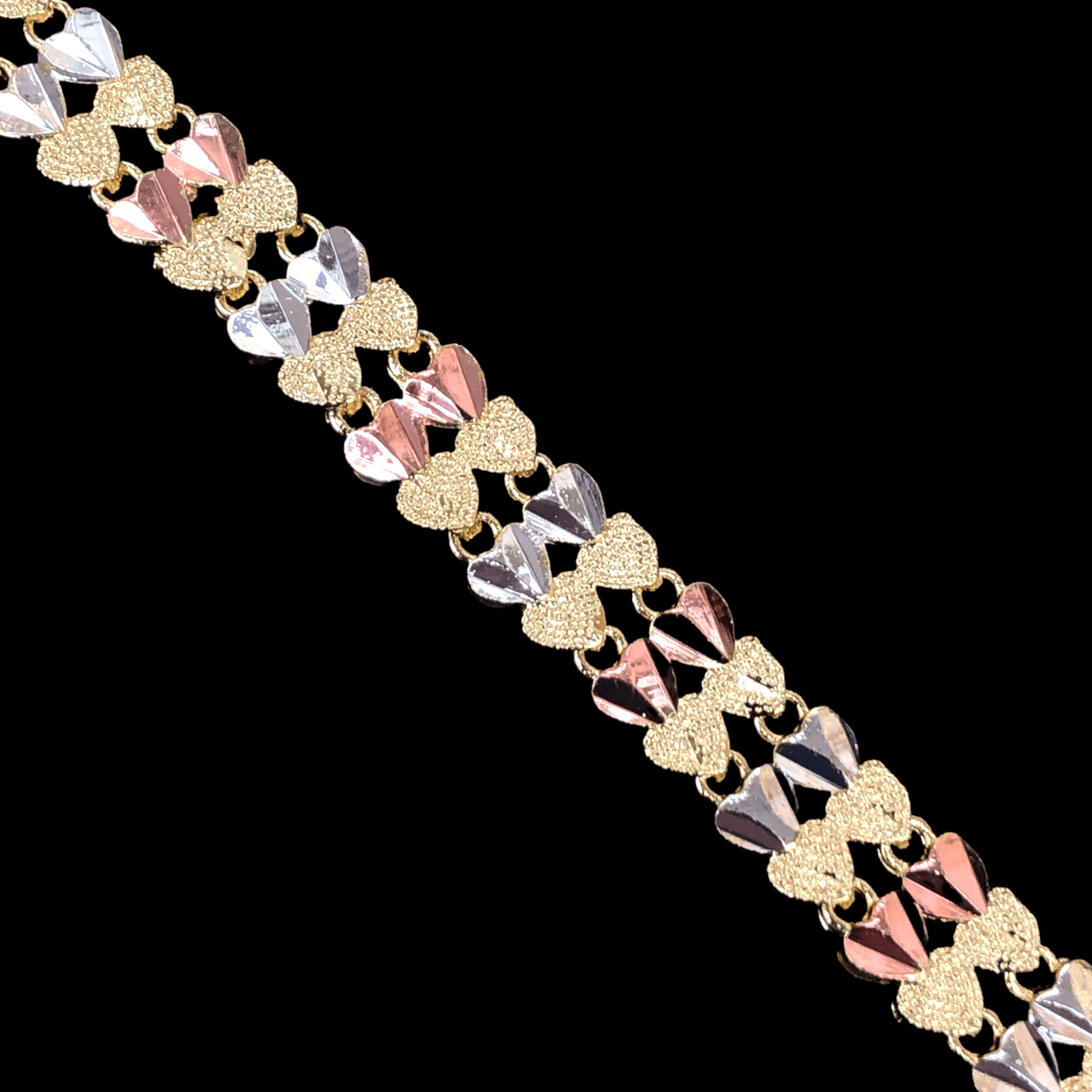 Oro Laminado Gold Filled Tricolor Parisian Edition Eternal Heart Bracelet