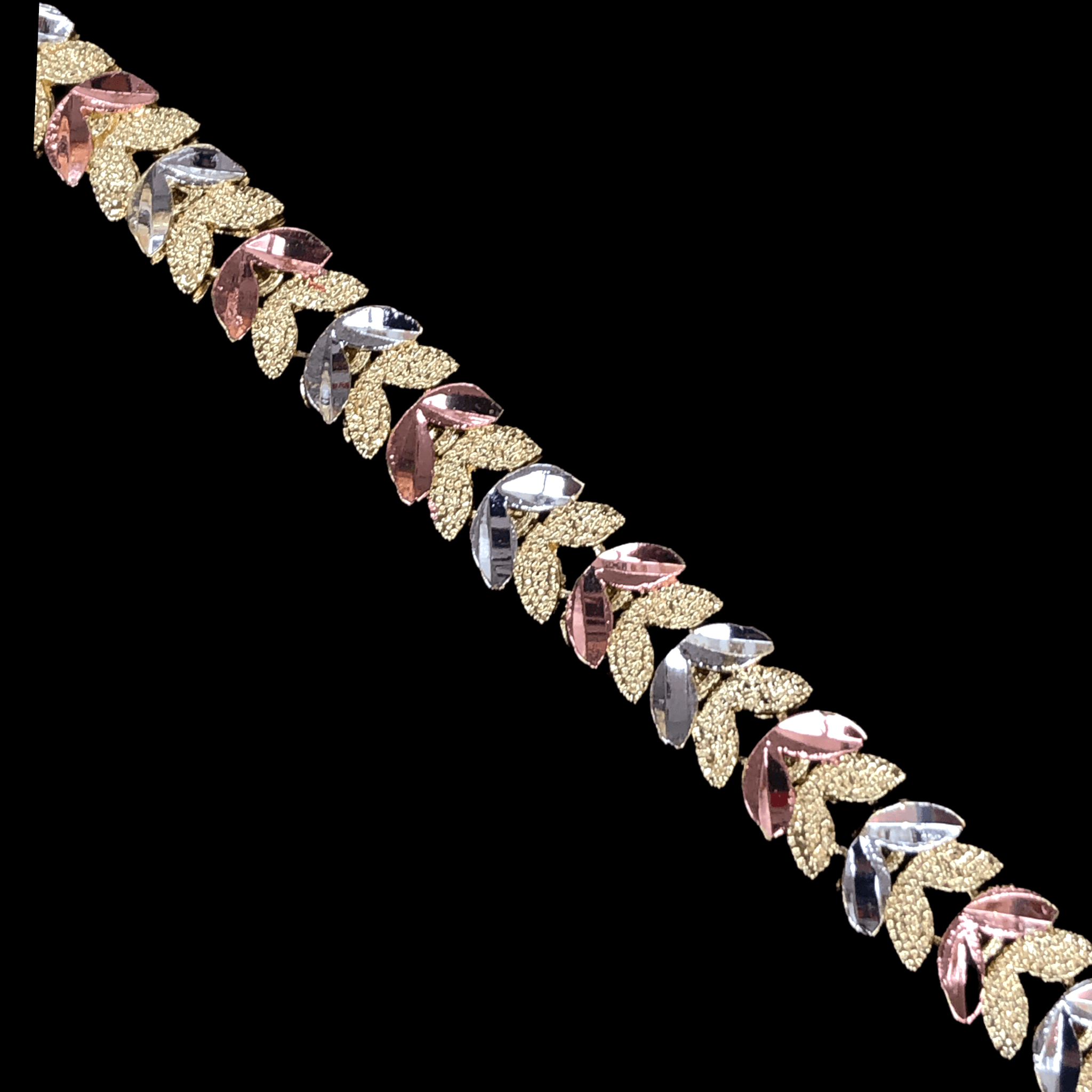 Oro Laminado Gold Filled Tricolor Parisian Leaf Bracelet