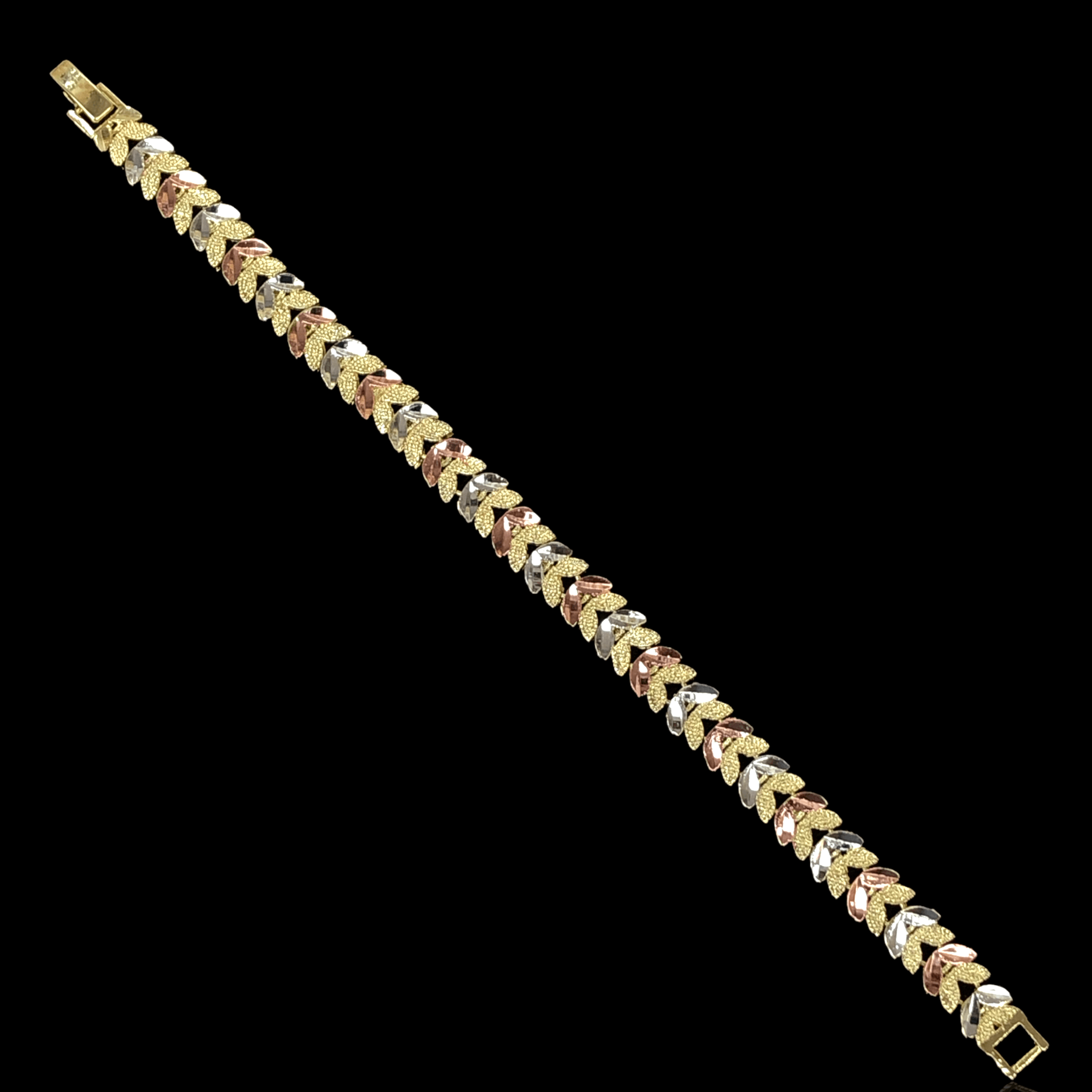 Oro Laminado Gold Filled Tricolor Parisian Leaf Bracelet