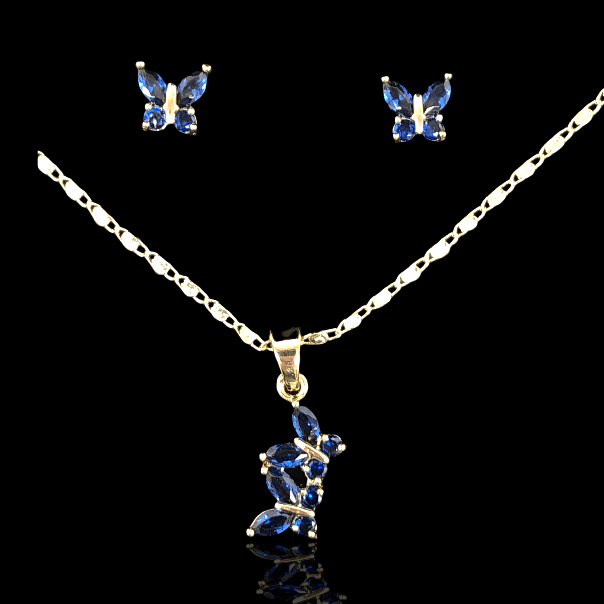 Oro Laminado Gold Filled Twin Butterfly Zirconia Set