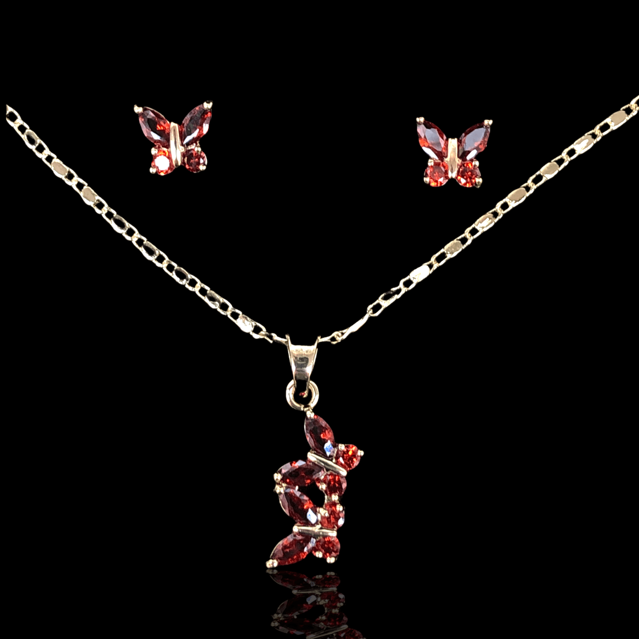 Oro Laminado Gold Filled Twin Butterfly Zirconia Set