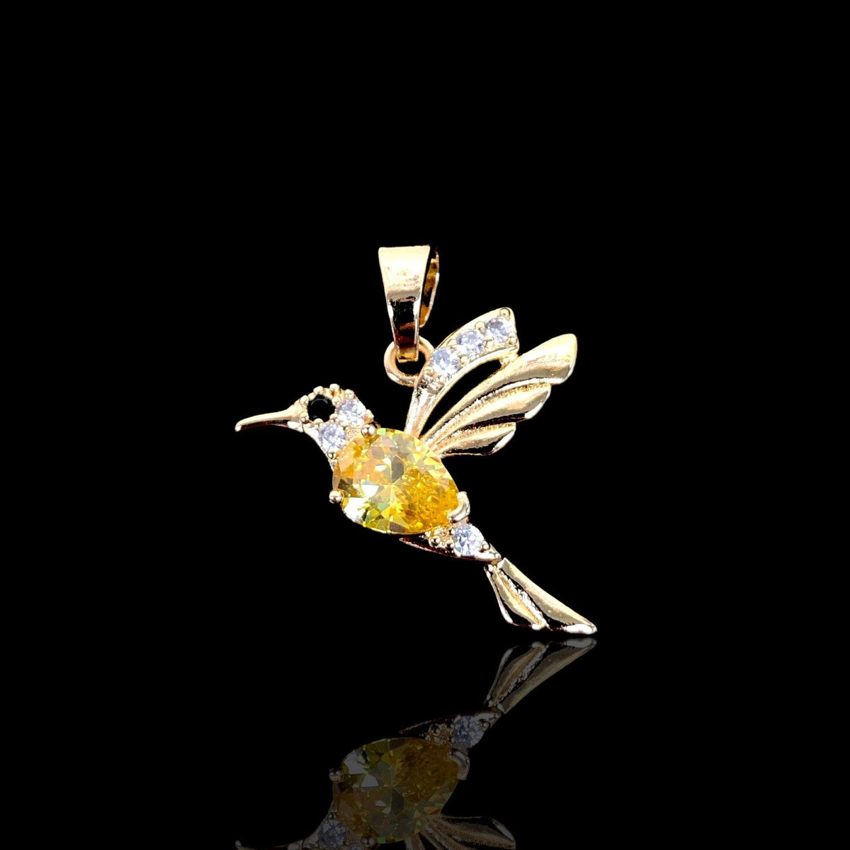 Oro Laminado Gold Filled Wild Flower Hummingbird Pendant