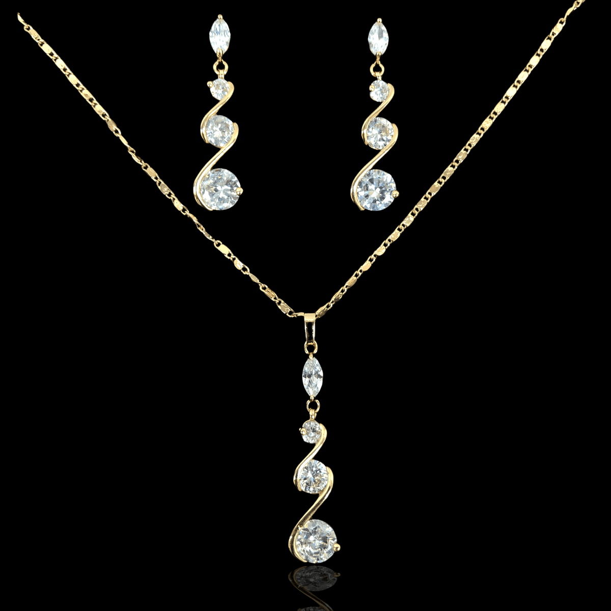 Oro Laminado Venetian Royalty Raindrop Zirconia Set