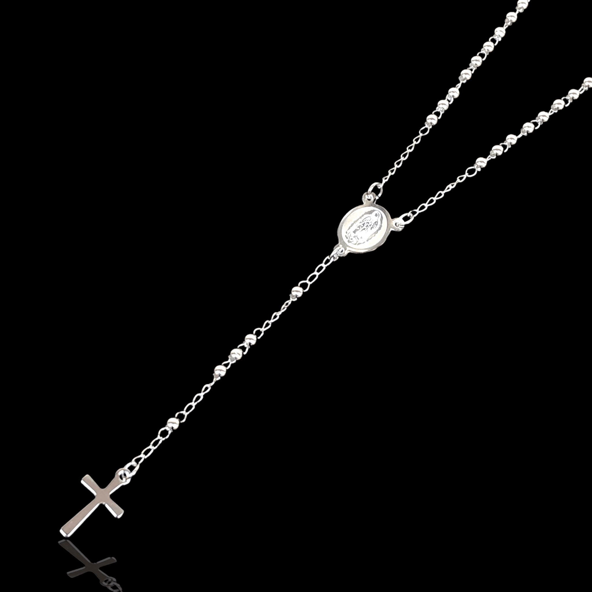 Rhodium Layered Stainless Steel 3mm Beads Rosary