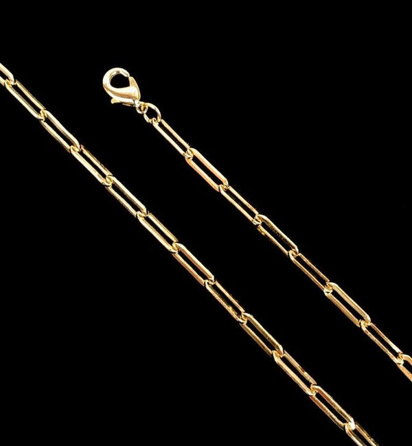 18K Gold Filled 3.8mm Paper Clip Chain (Pack of 6) -18K Gold Filled Oro Laminado CHAIN, NEW - KUANIA