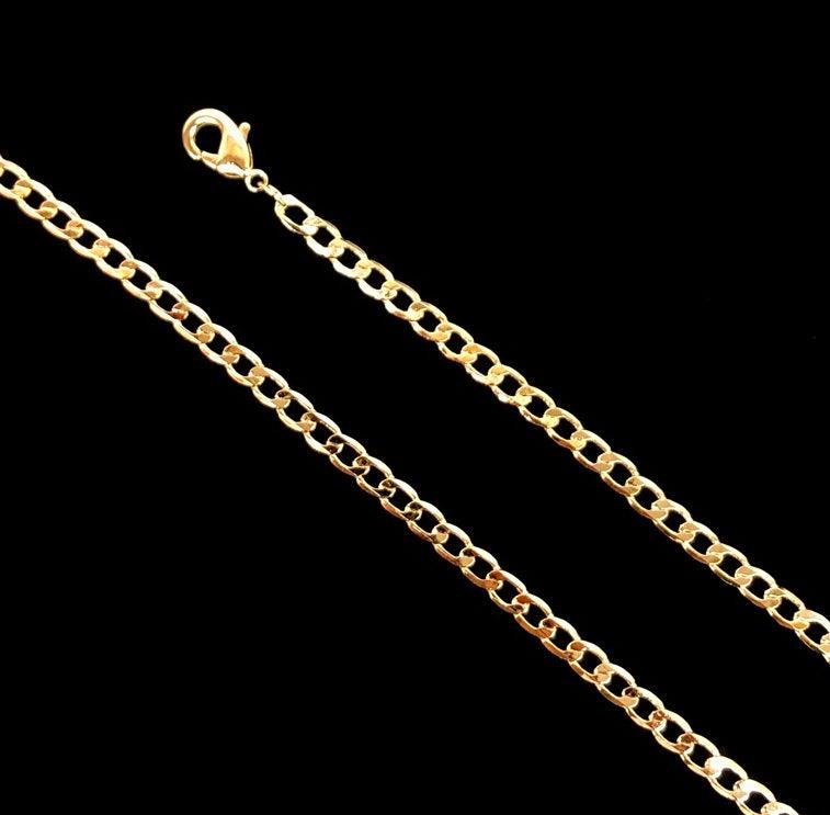 18K Gold Filled 3mm Cuban Chain (Pack of 12) -18K Gold Filled Oro Laminado CHAIN, NEW - KUANIA