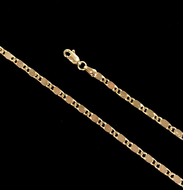 18K Gold Filled 3mm Mirror Chain (Pack of 6) -18K Gold Filled Oro Laminado CHAIN, NEW - KUANIA