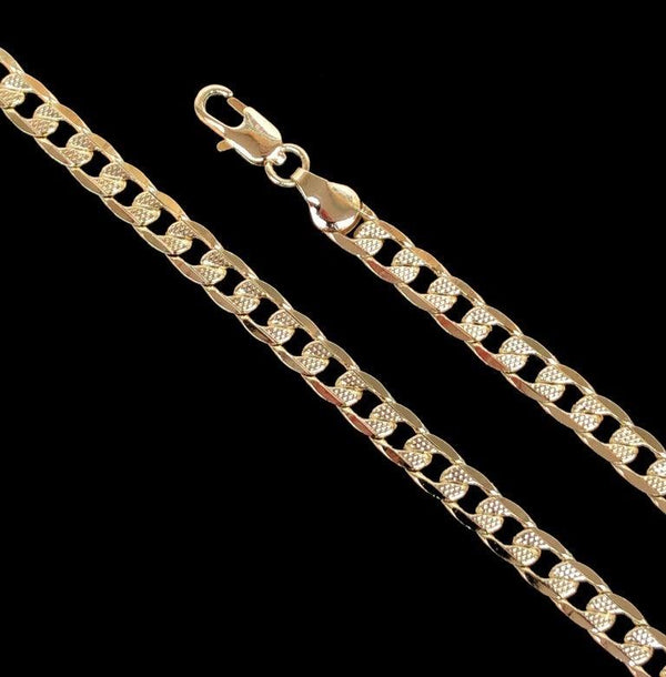 18K Gold Filled 5.5mm Cuban Chain w/ Diamond Cut (Pack of 6) -18K Gold Filled Oro Laminado CHAIN, NEW - KUANIA